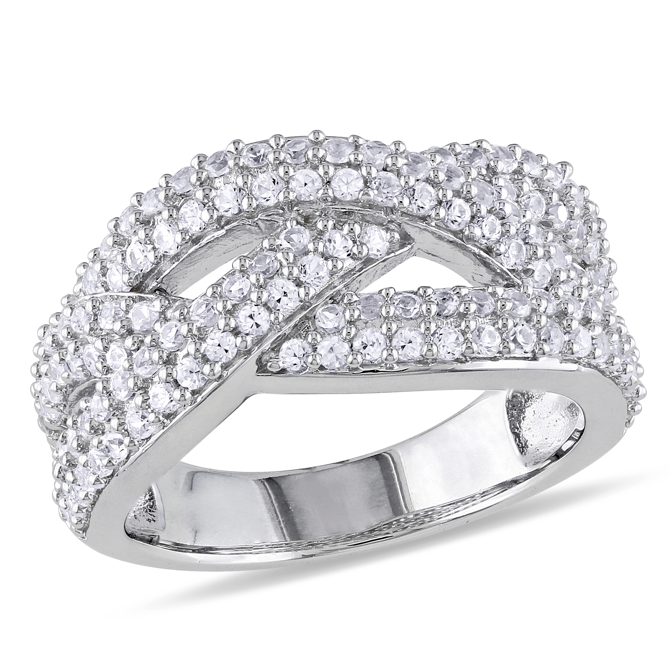 1 1/4 CT TGW Created White Sapphire Braided Ring in Sterling Silver