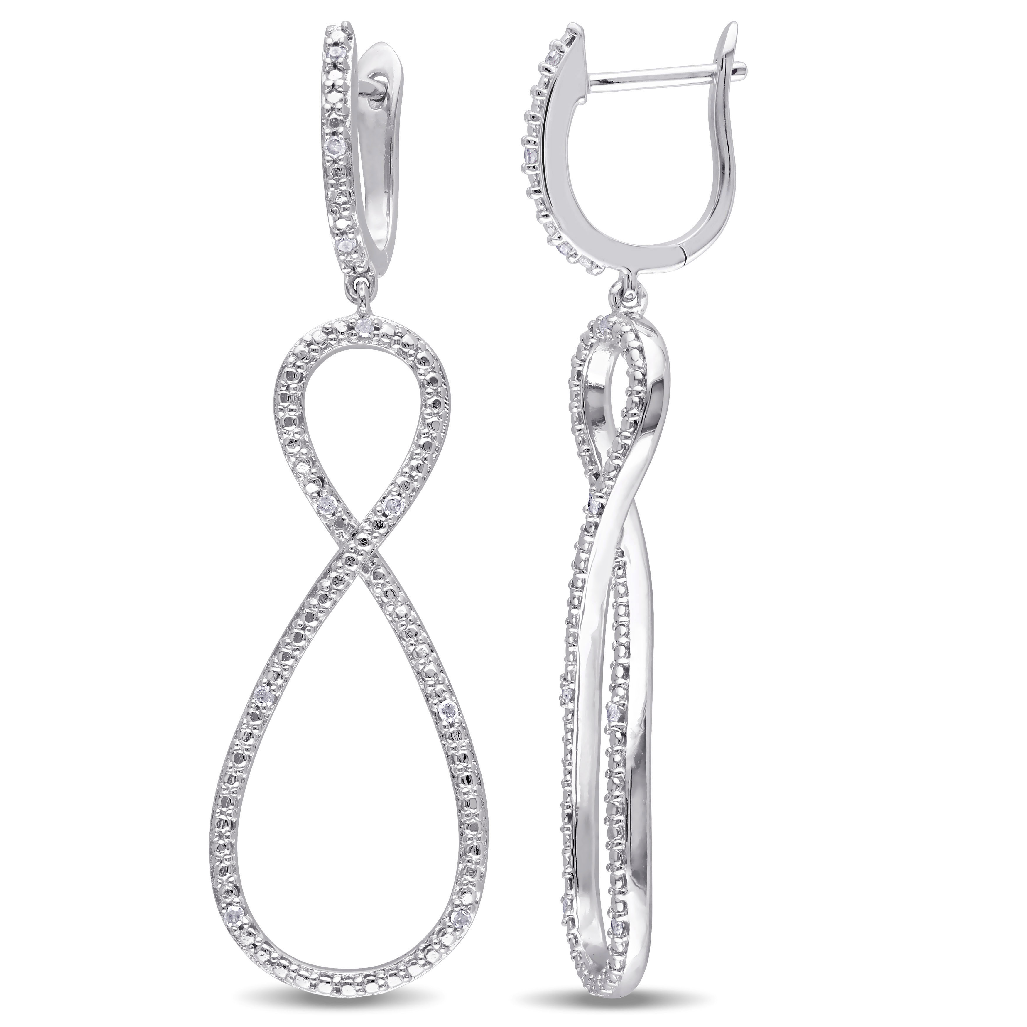 1/10 CT TW Diamond Infinity Earrings in Sterling Silver