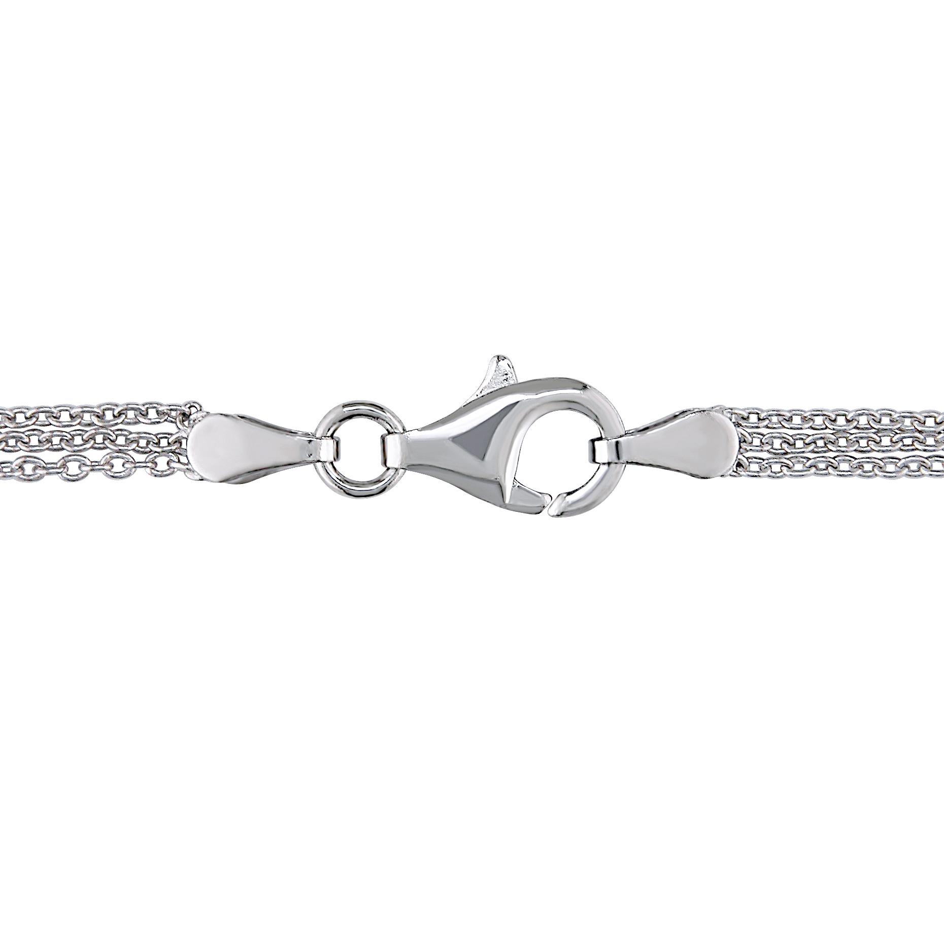 3 1/2 CT TGW Created White Sapphire Heart Pendant with Triple-Strand Chain in Sterling Silver