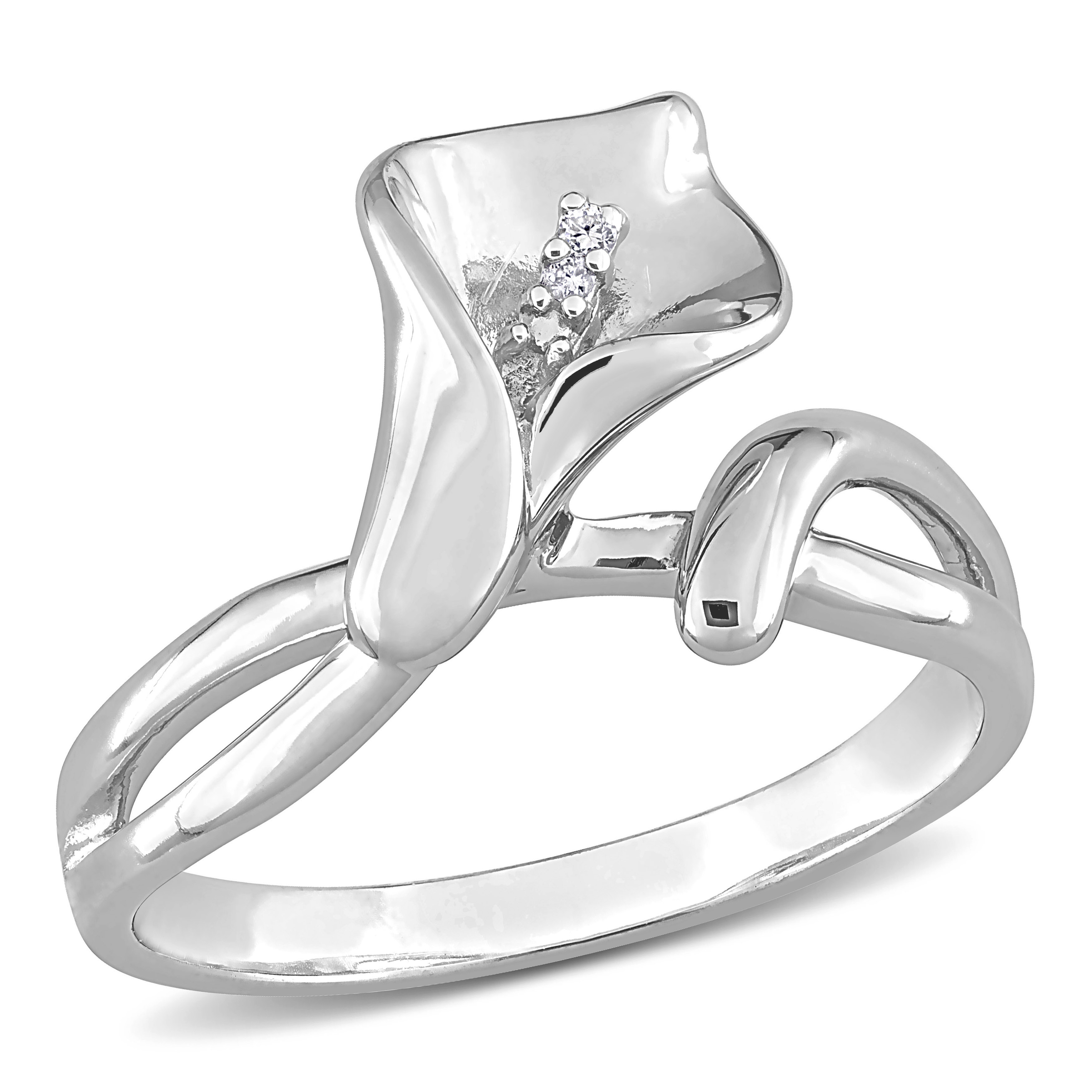 Diamond Accent Calla Lily Ring in Sterling Silver