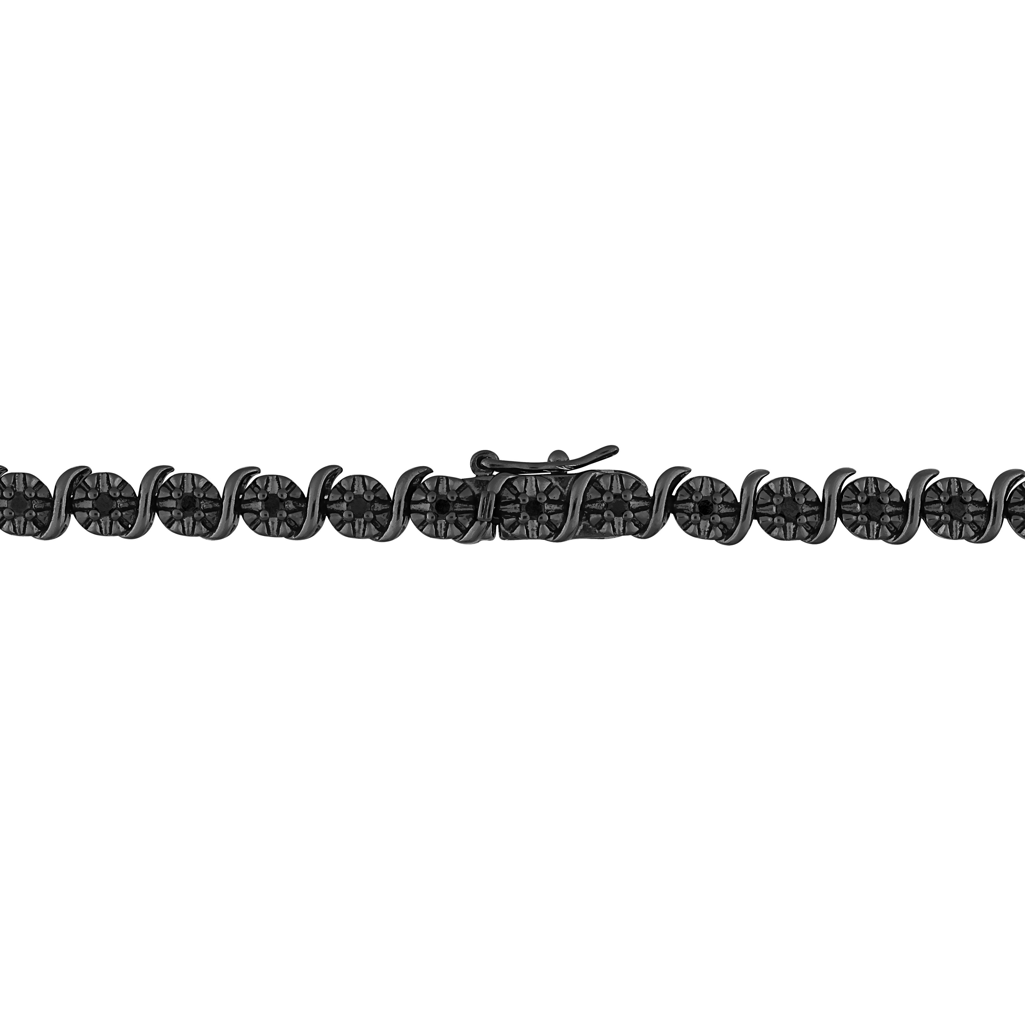 1 CT Black Diamond TW 7.25 Bracelet in Sterling Silver with Black Rhodium