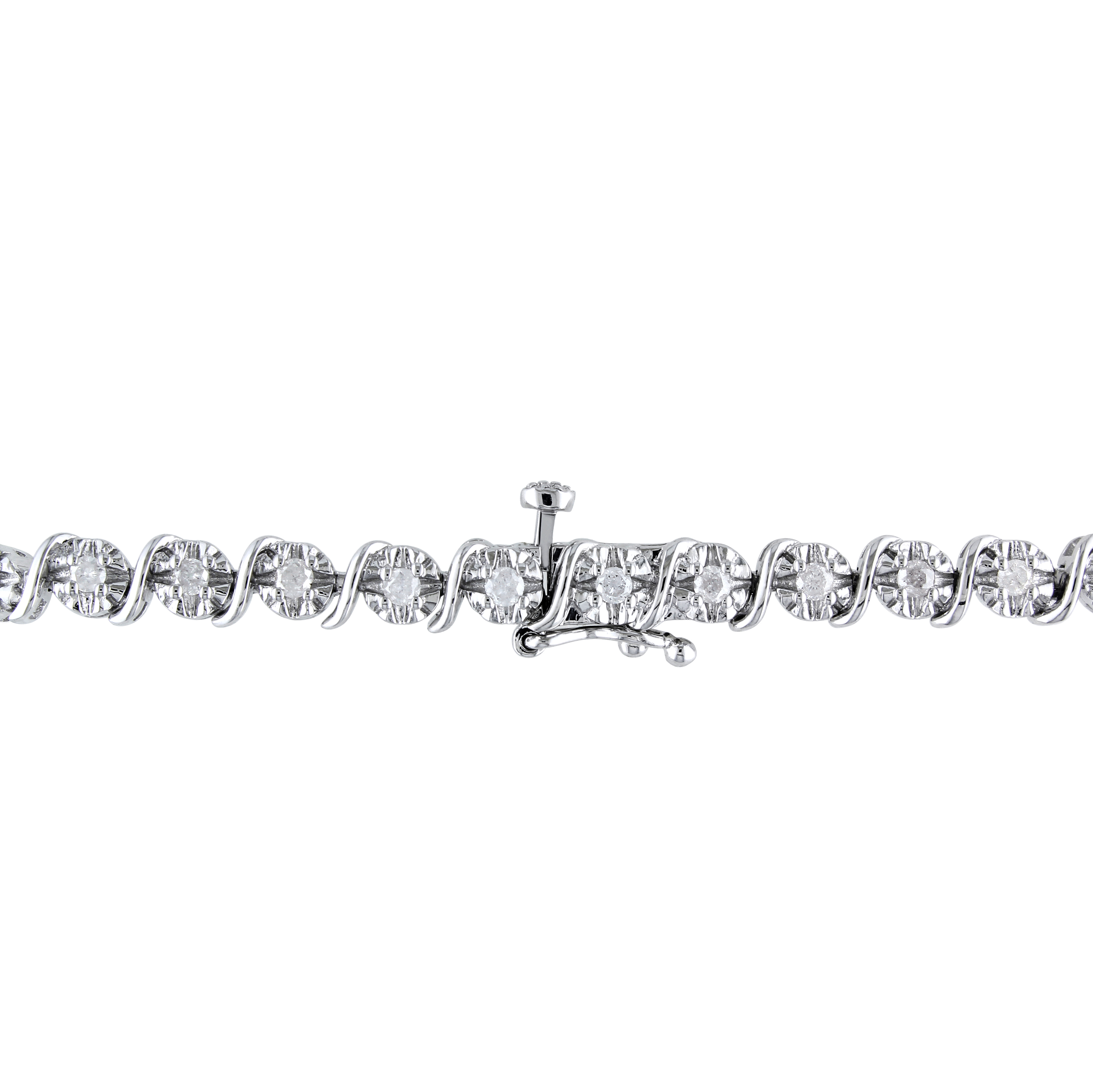 1 CT TW Diamond S-Shape Bracelet in Sterling Silver - 7.25 in.