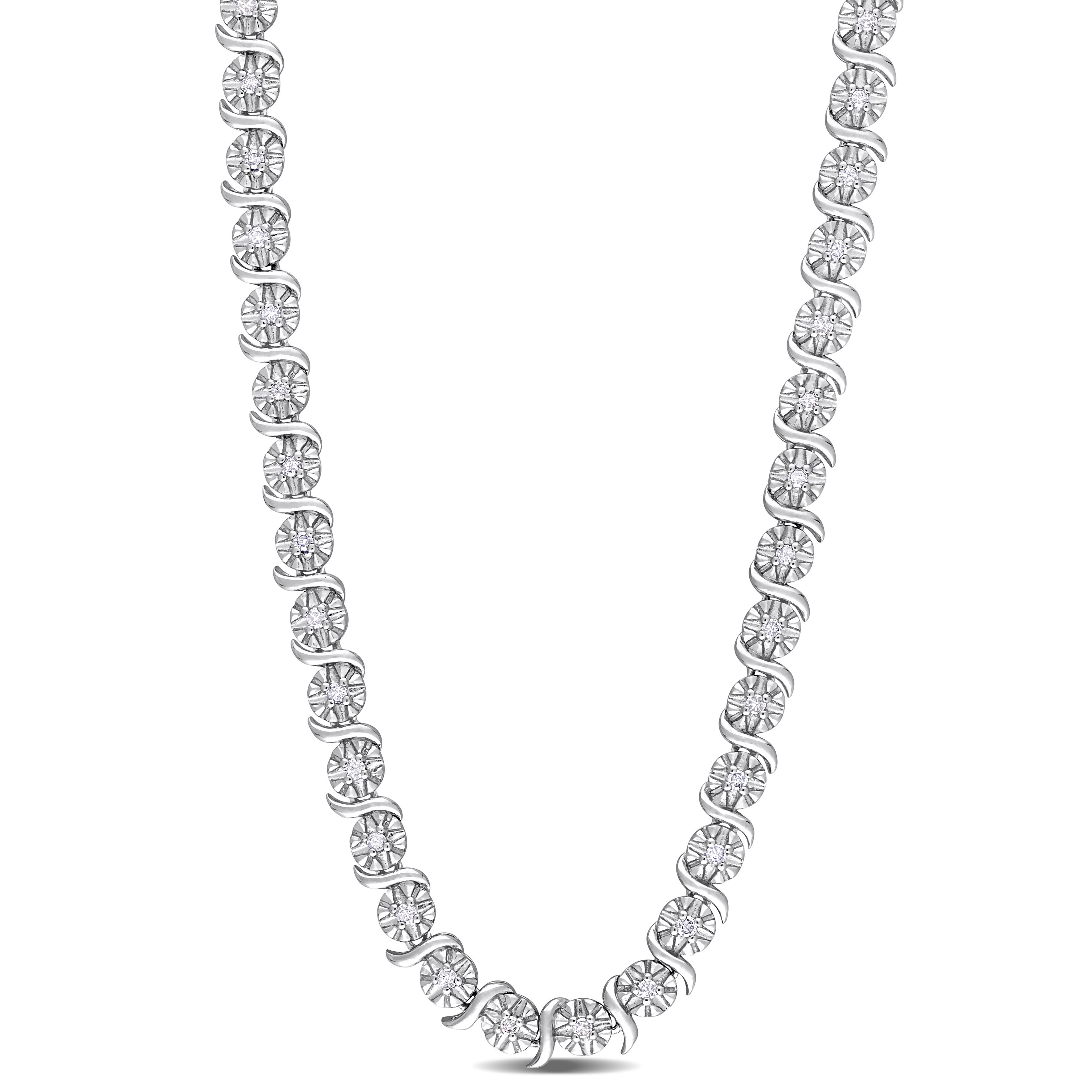 1/2 CT TW Diamond Necklace in Sterling Silver - 17 in.