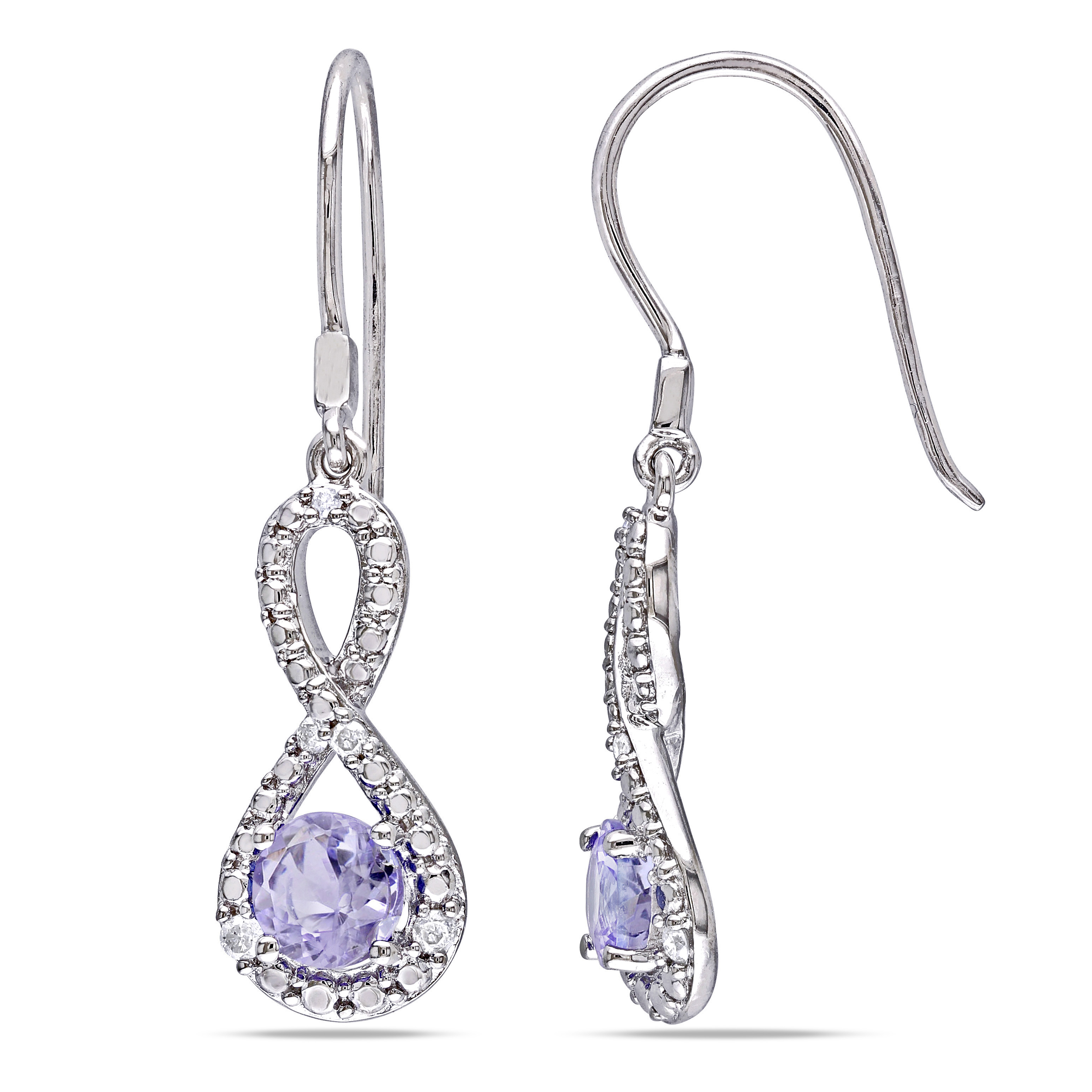 1 CT TGW Tanzanite and 1/10 CT TDW Diamond Infinity Earrings in Sterling Silver