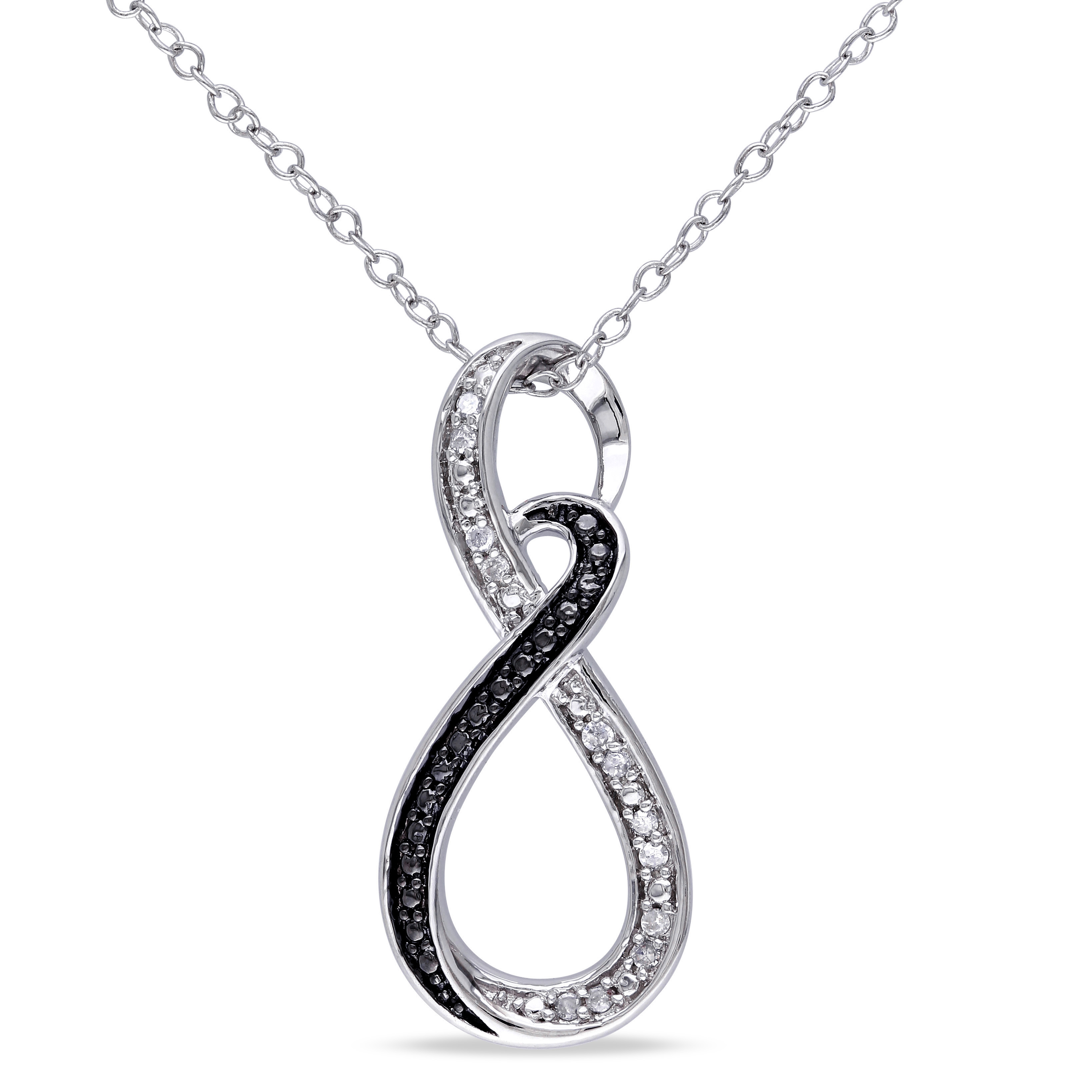 Diamond Infinity Pendant with Chain in Sterling Silver with Black Rhodium