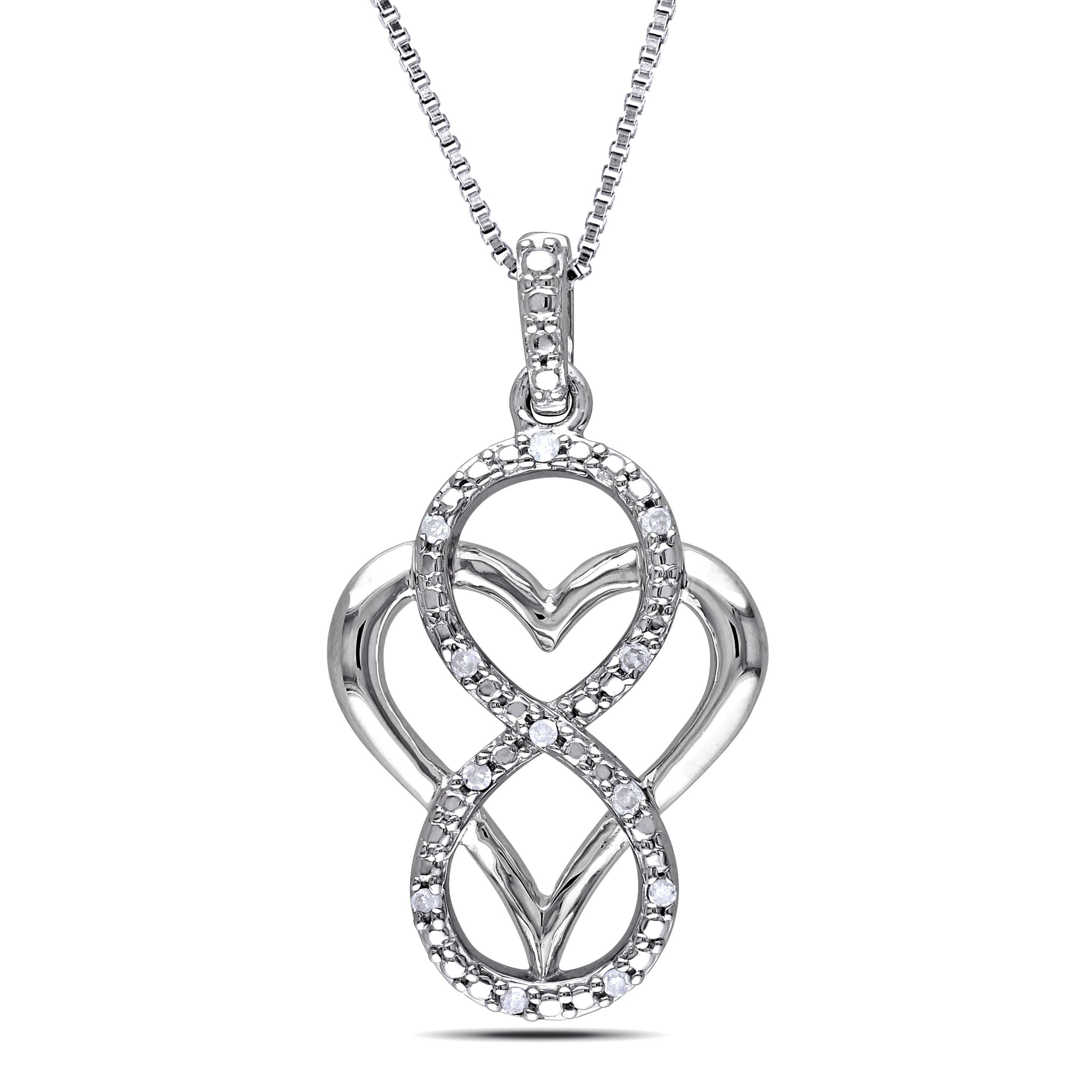 Diamond Accent Infinity Heart Pendant with Chain in Sterling Silver - 18 in