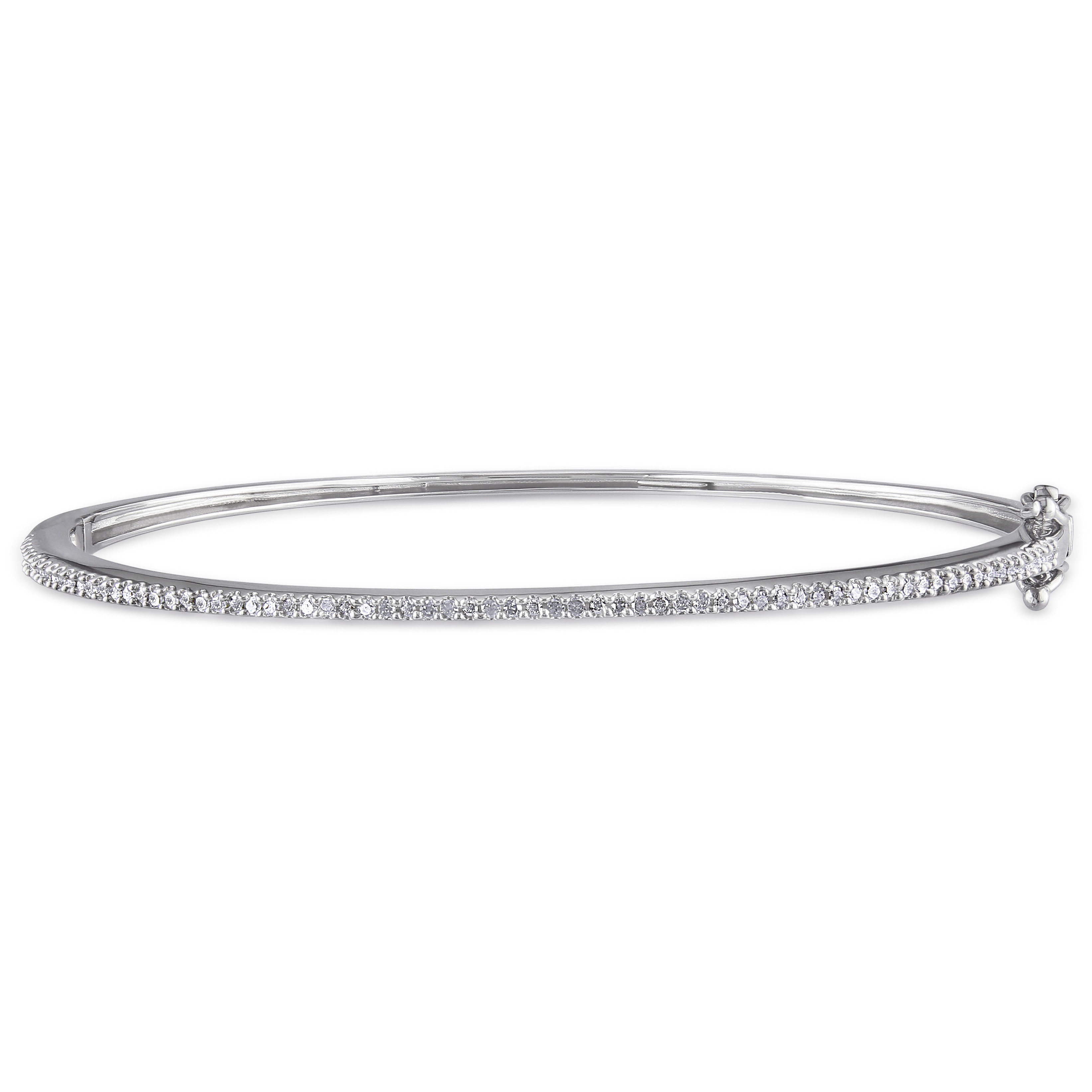 1/4 CT TW Diamond Bangle in Sterling Silver - 7 in