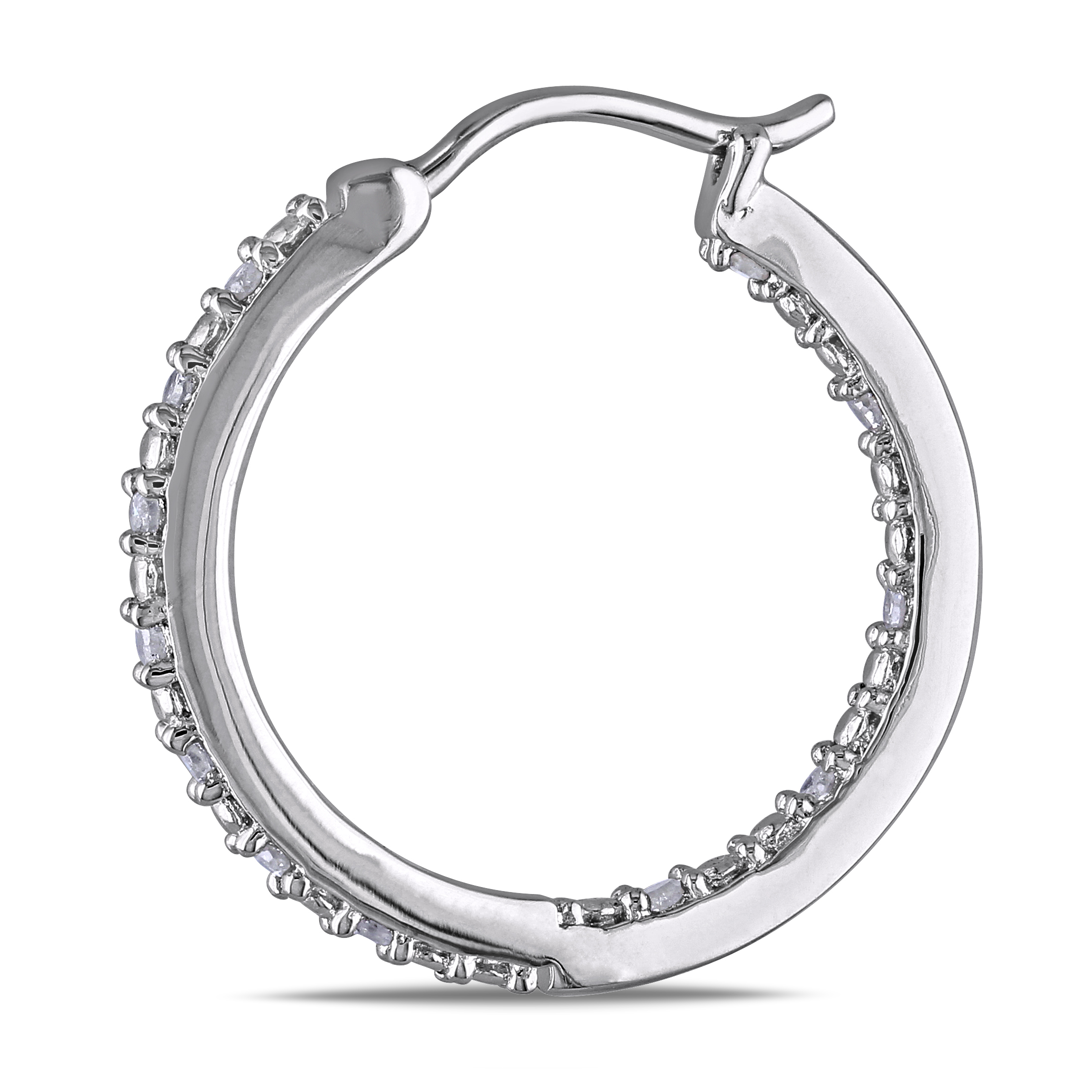 1/4 CT TW Diamond Inside Outside Hoop Earrings in Sterling Silver