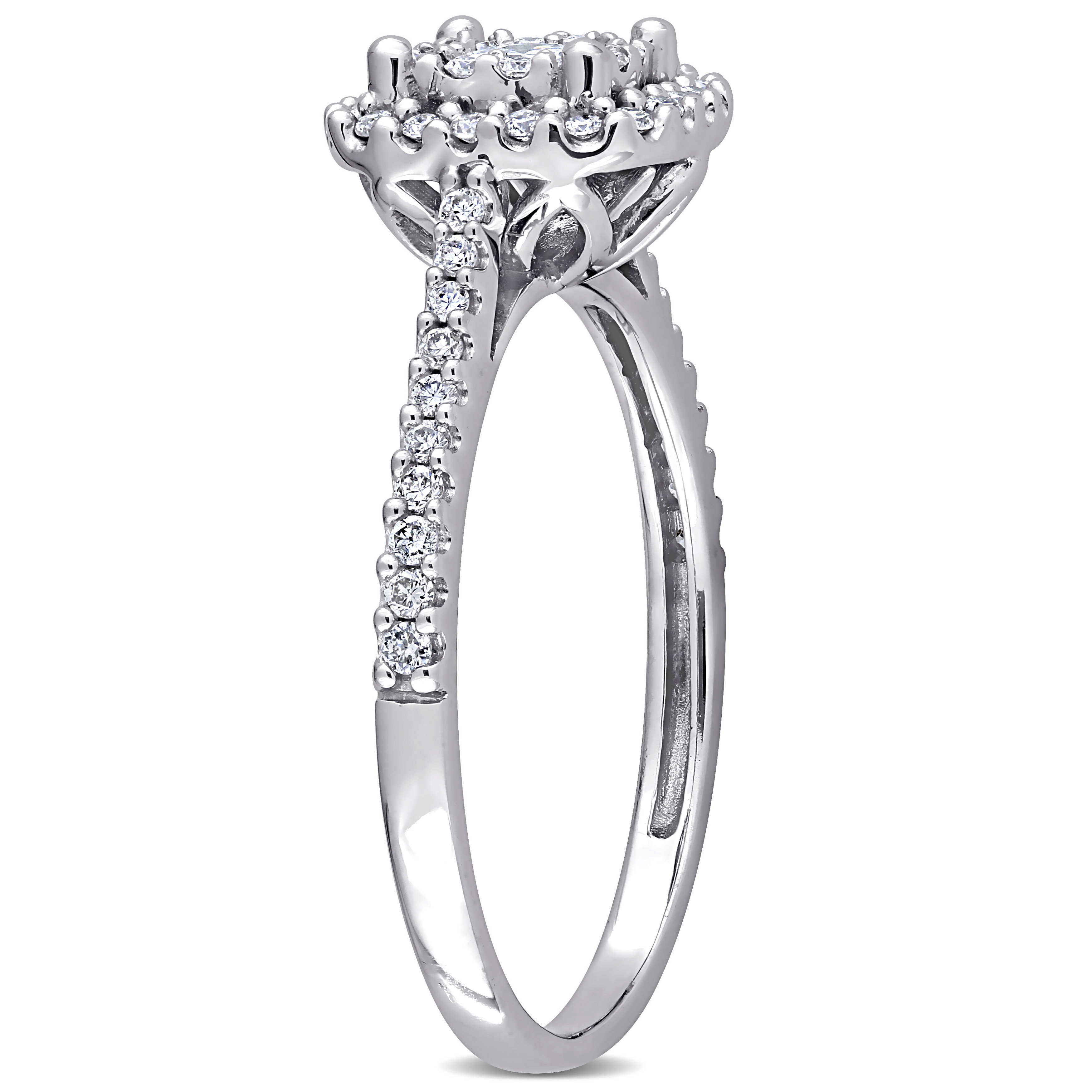 1/2 CT TW Halo Diamond Engagement Ring in 10k White Gold