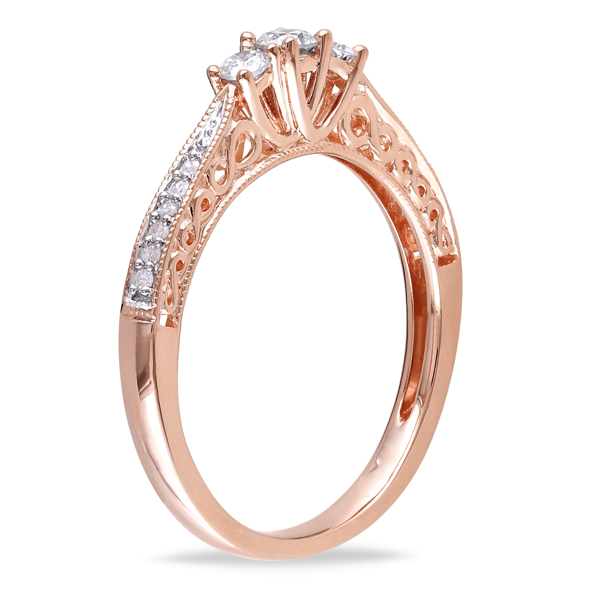 1/4 CT TW Diamond 3-Stone Engagement Ring in 10k Rose Gold