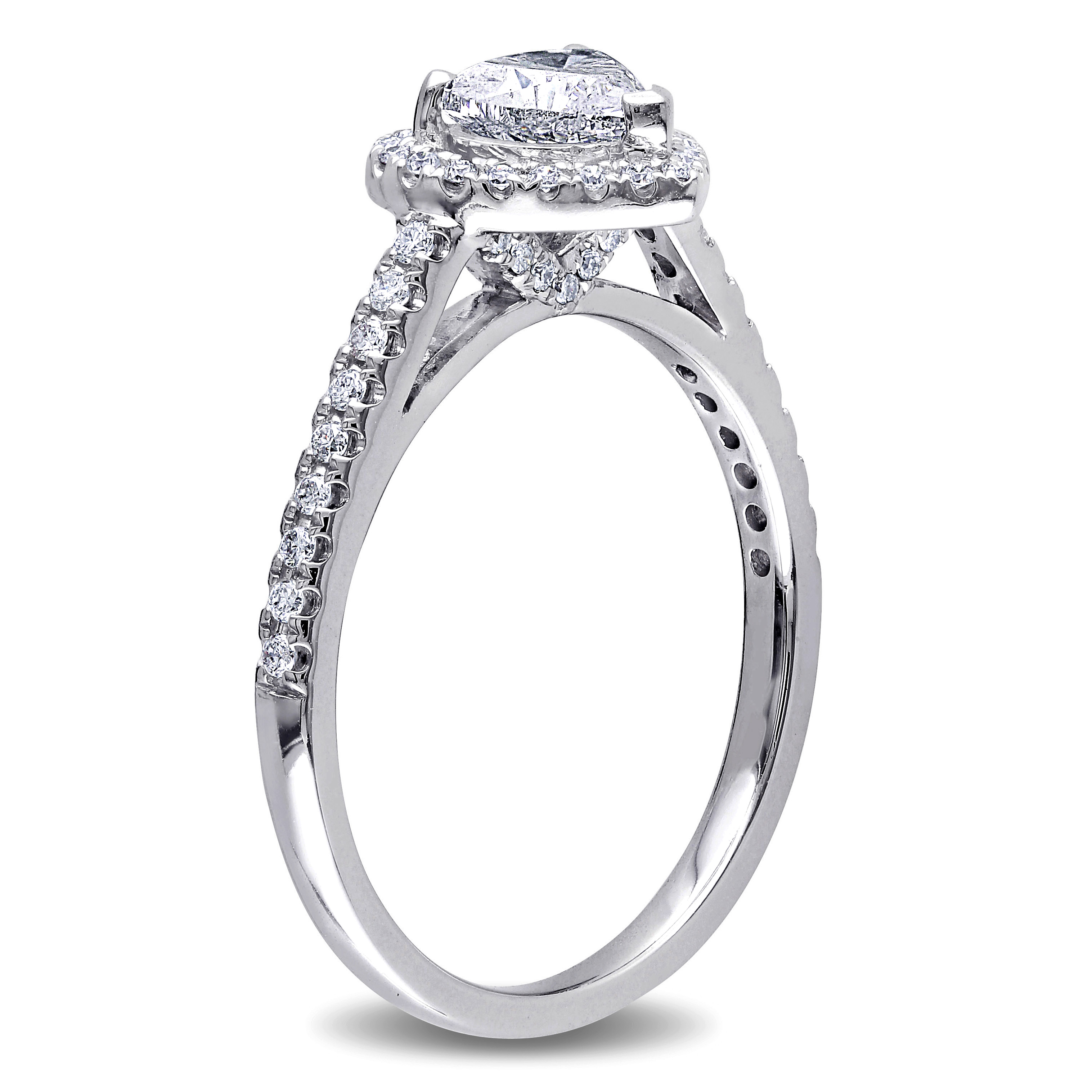 1 CT TW Halo Heart Diamond Engagement Ring in 14k White Gold