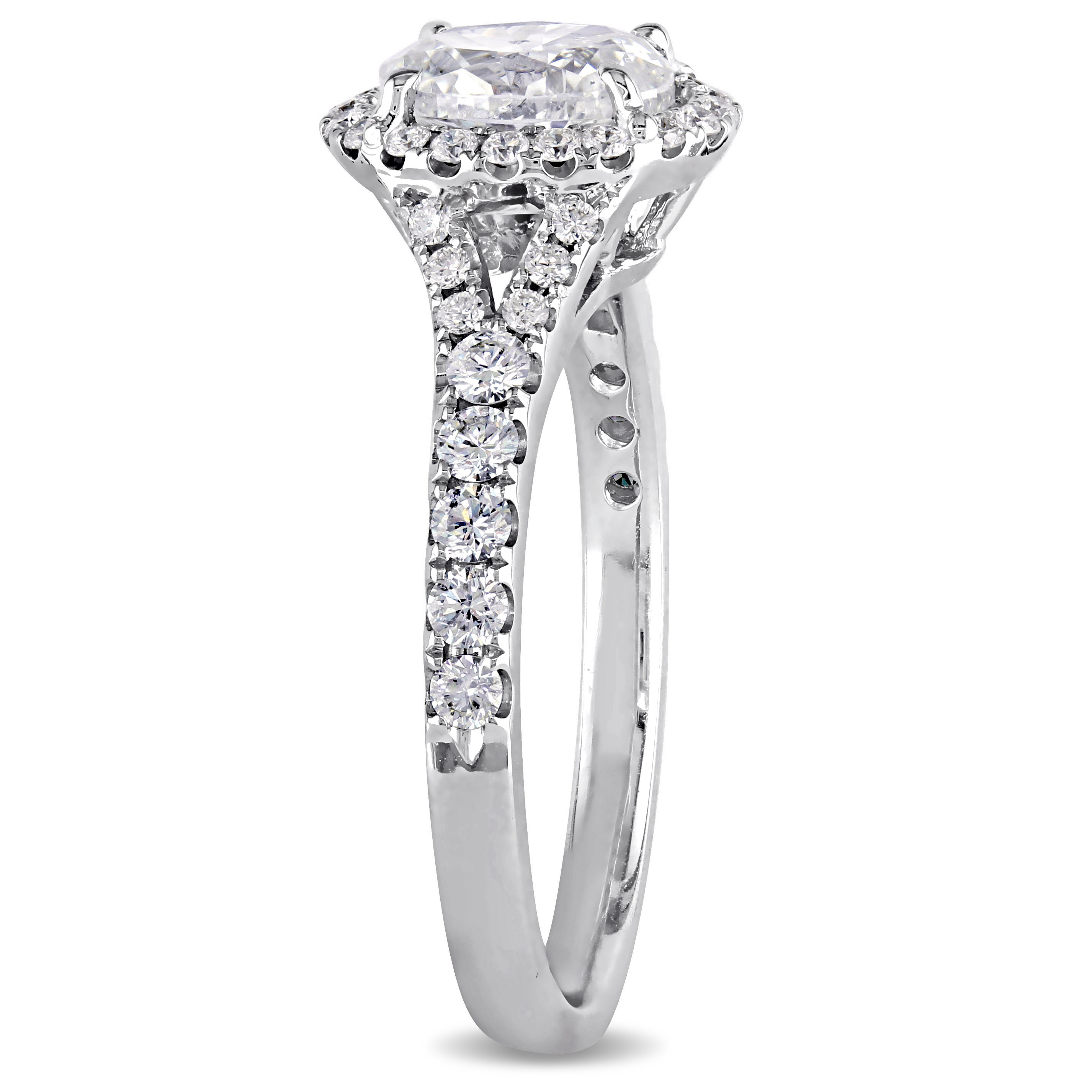 1 1/2 CT TDW Diamond Oval Halo Engagement Ring in 14k White Gold