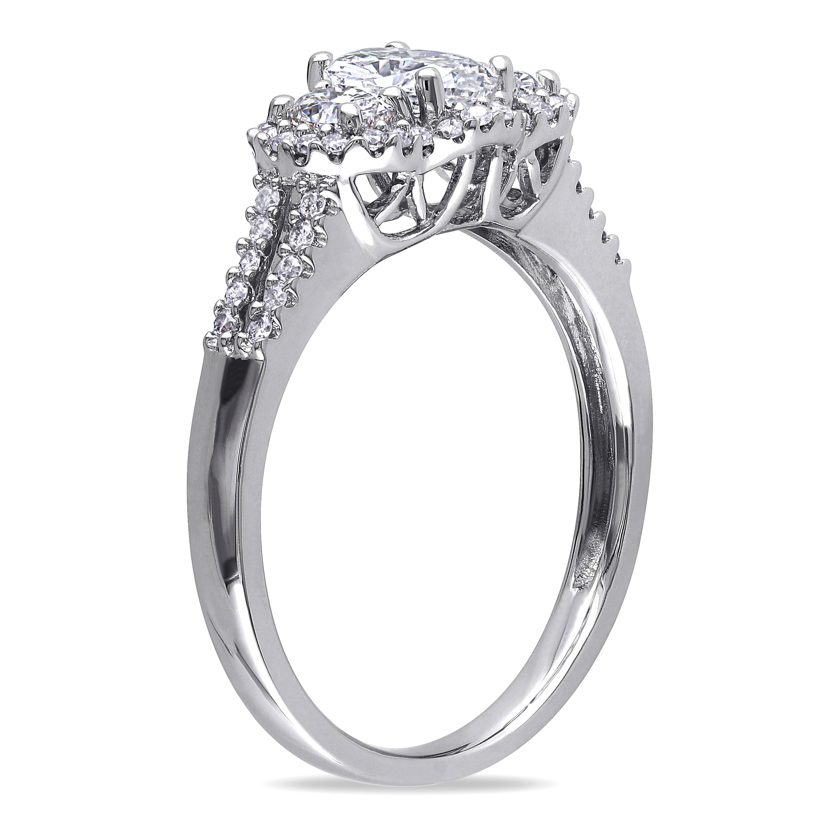 1 CT TW Oval 3-Stone Diamond Engagement Ring in 14k White Gold