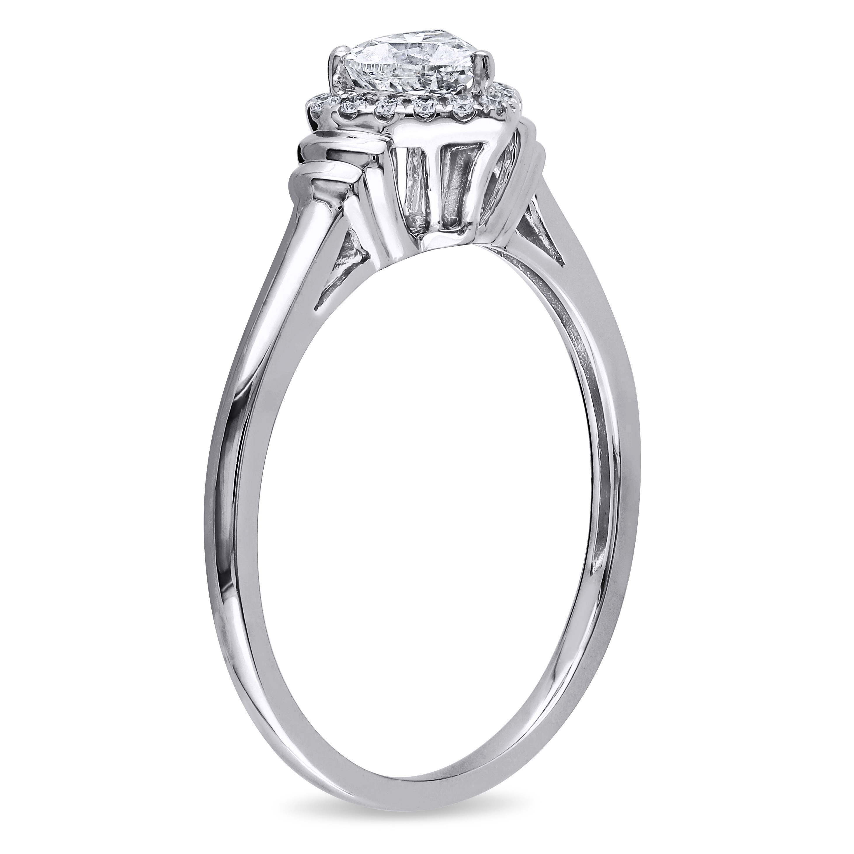 1/2 CT TW Halo Heart Diamond Engagement Ring in 14k White Gold