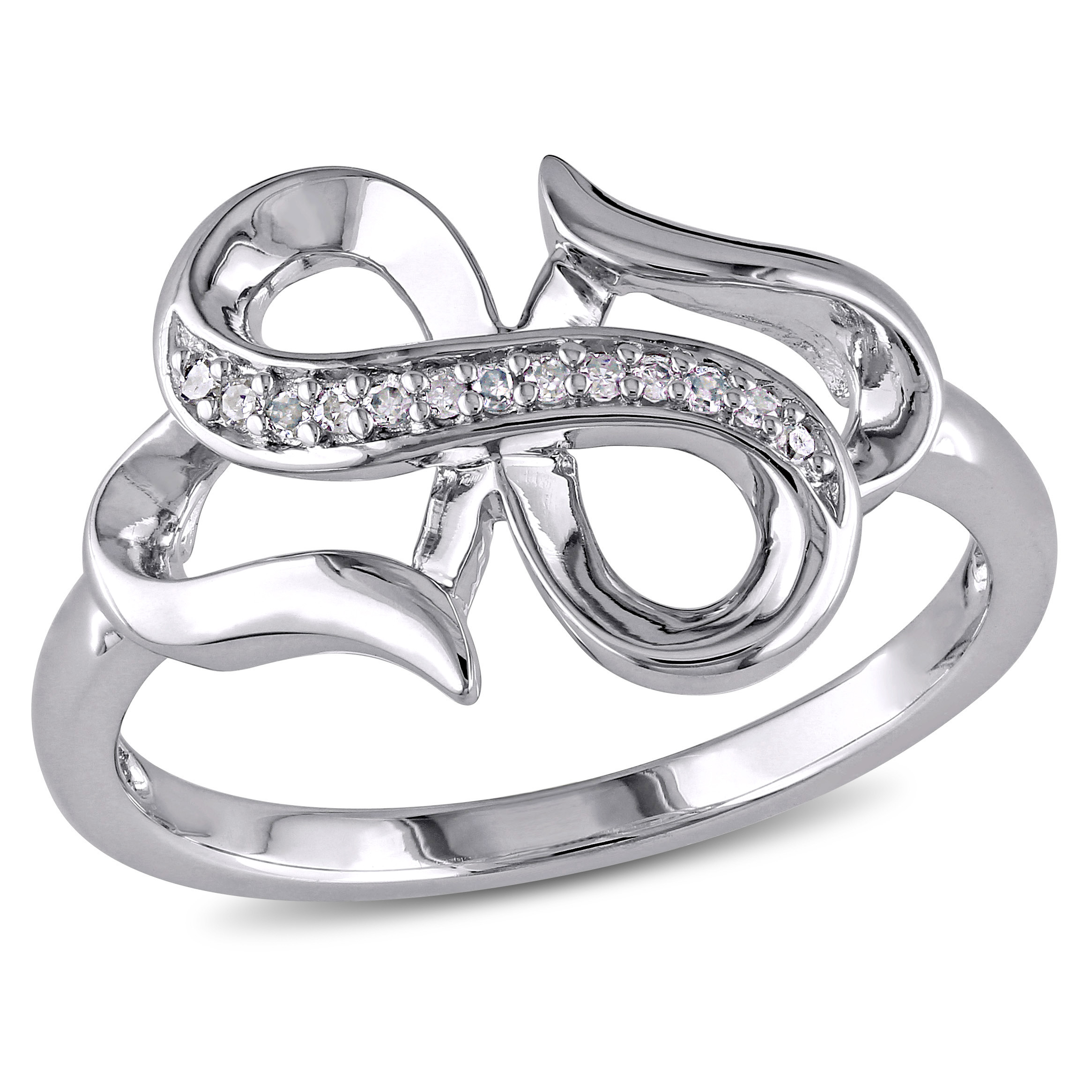 Diamond Accent Infinity Heart Ring in Sterling Silver