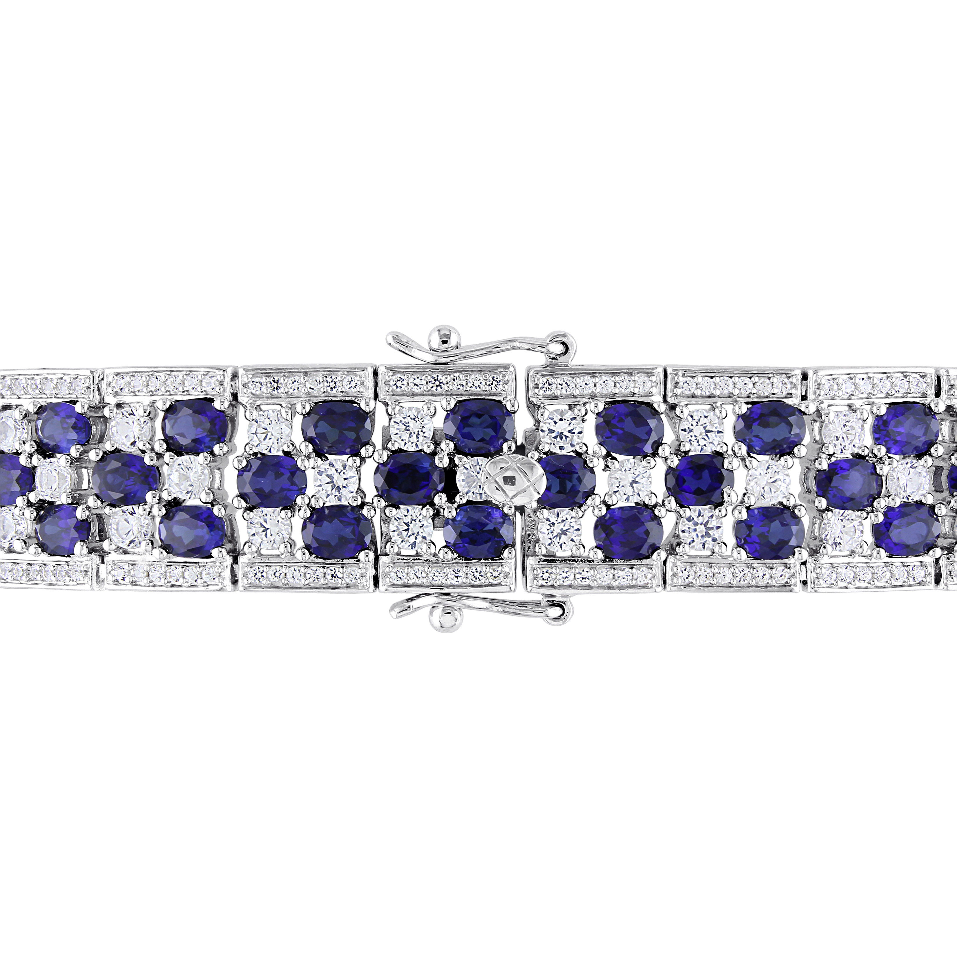 26 1/5 CT TGW Created Blue and Created White Sapphire Bracelet in Sterling Silver