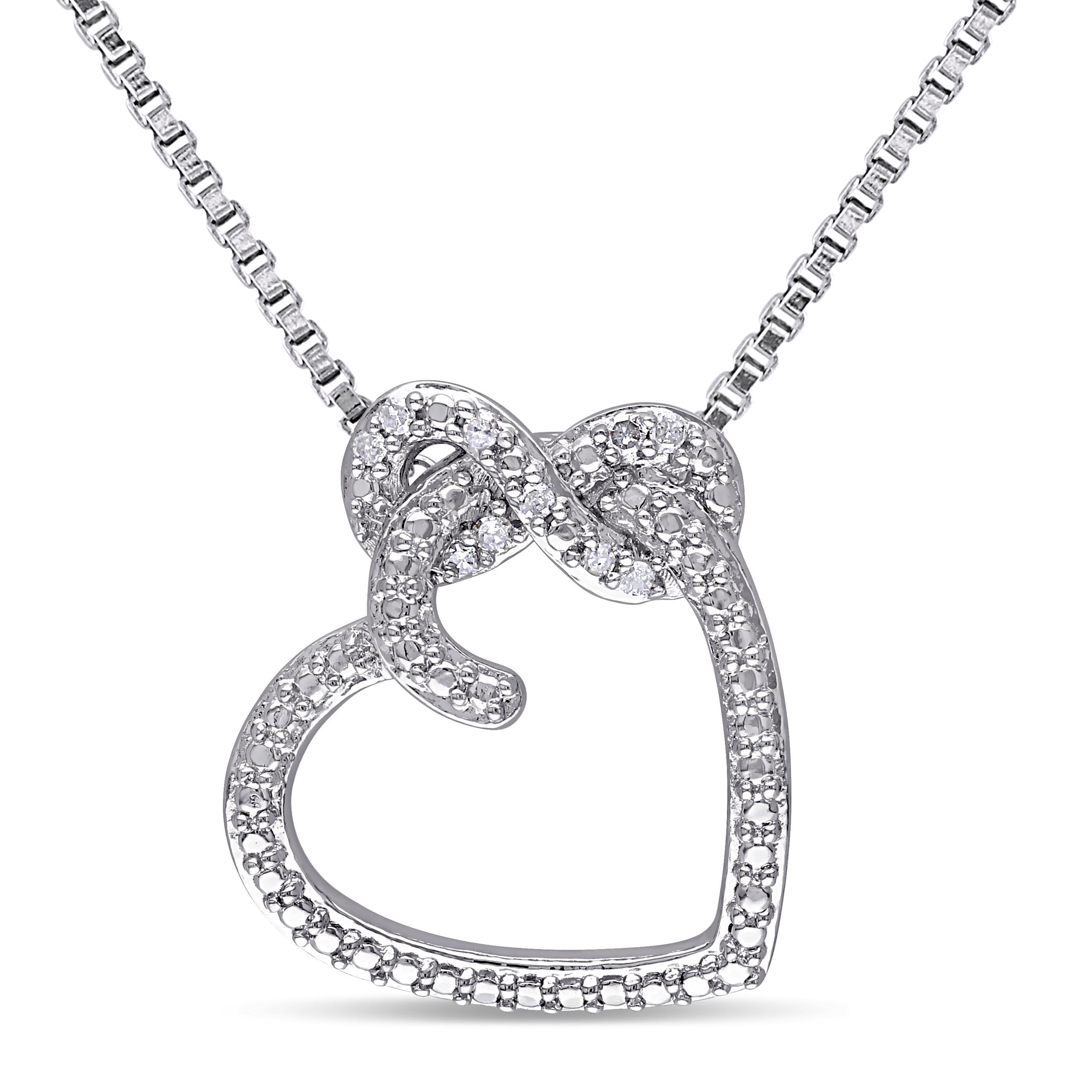 Diamond Heart Infinity Pendant with Chain in Sterling Silver