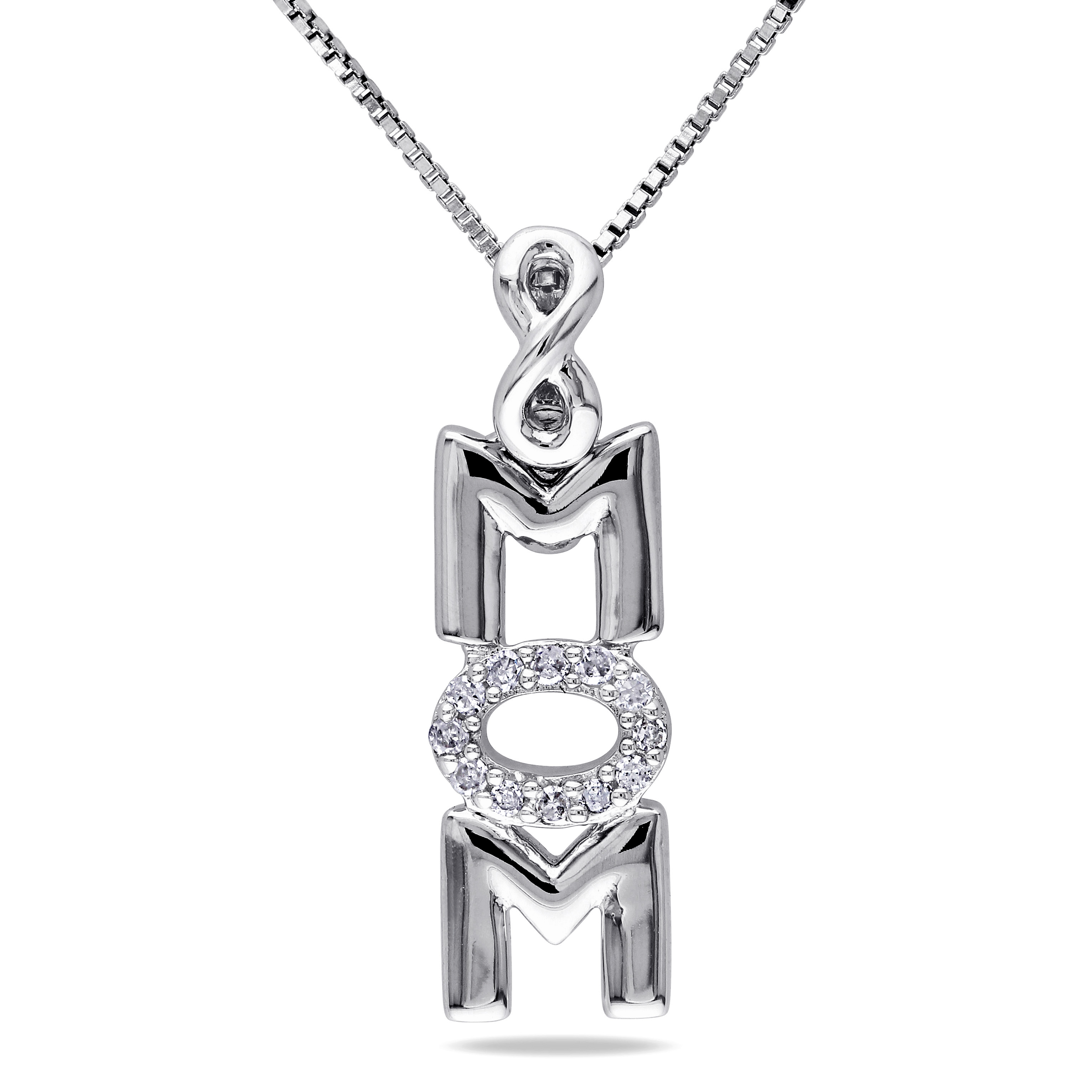 Diamond Accent Infinity "Mom" Pendant with Chain in Sterling Silver - 18 in