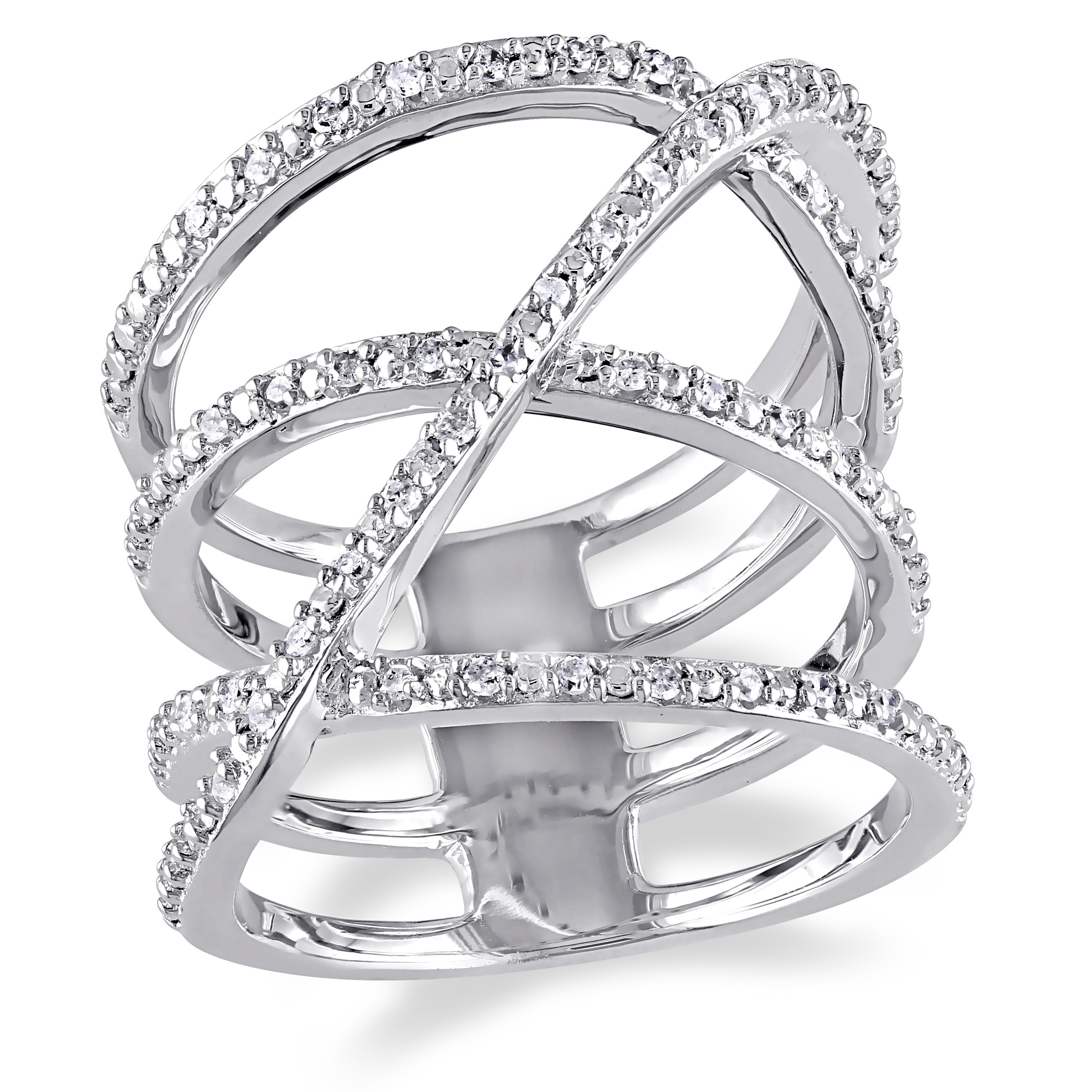 1/5 CT TW Diamond Crossover Ring in Sterling Silver
