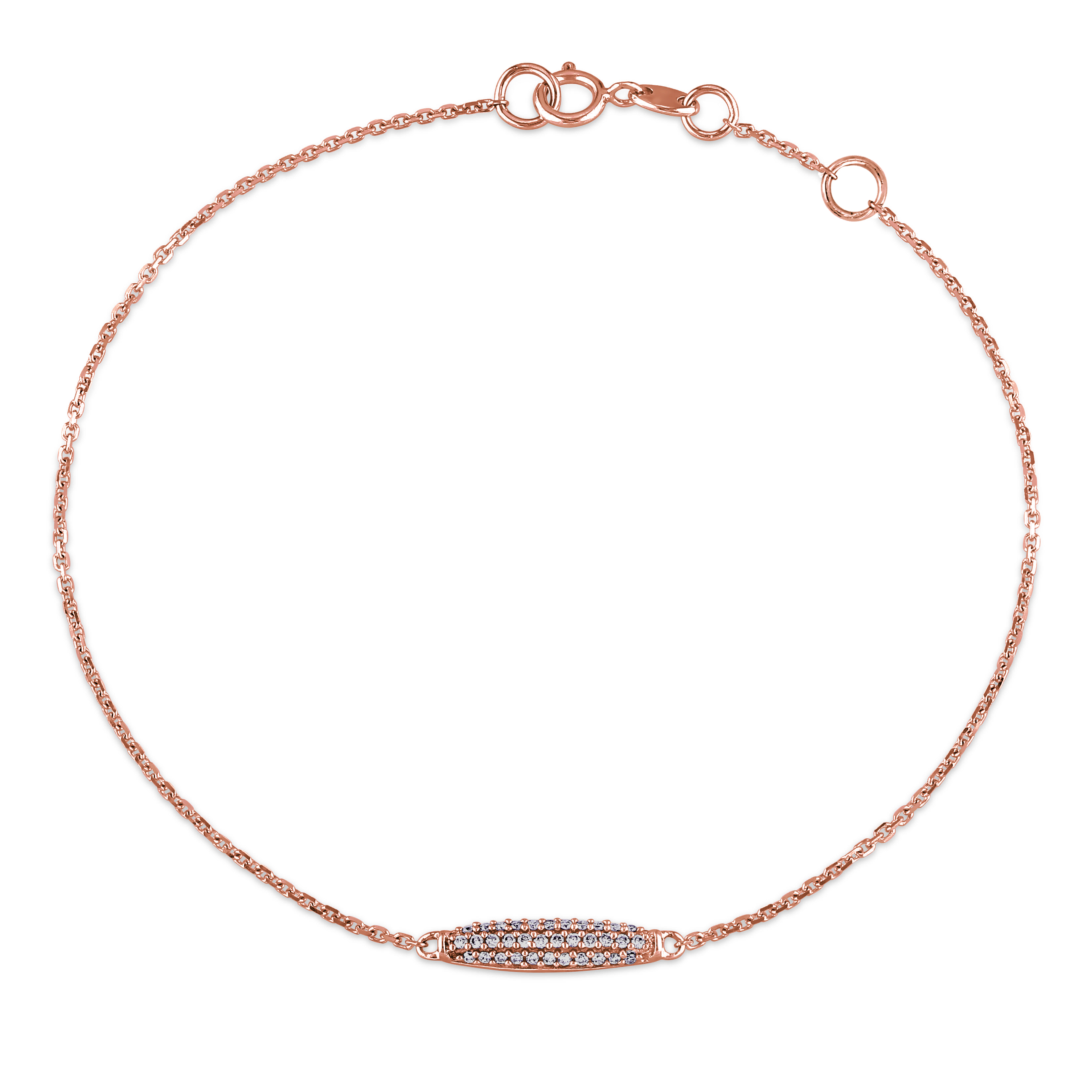 1/10 CT TW Pave Diamond Charm Bracelet in 14K Rose Gold