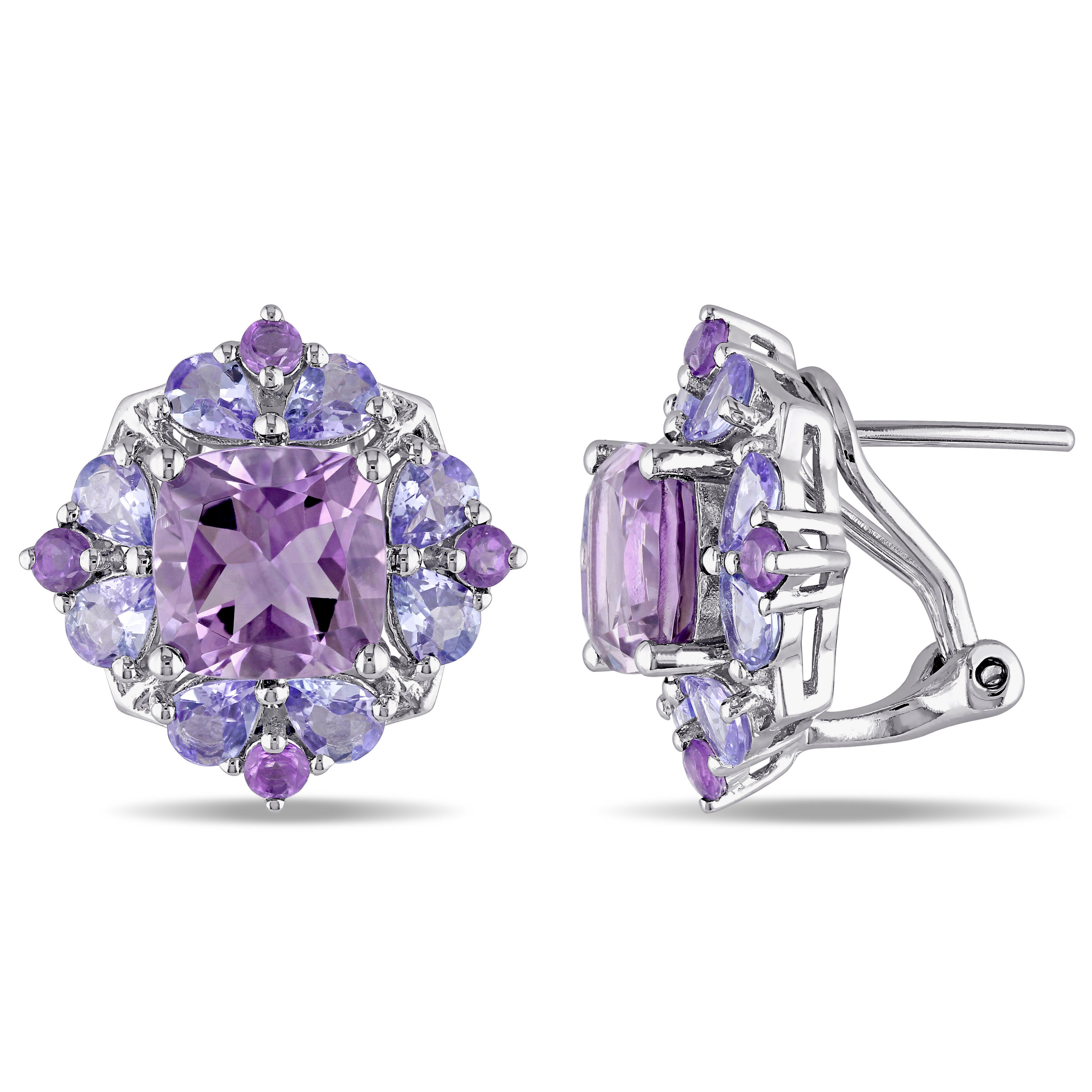 5 7/8 CT TGW Amethyst and Tanzanite Fashion Earrings in Sterling Silver