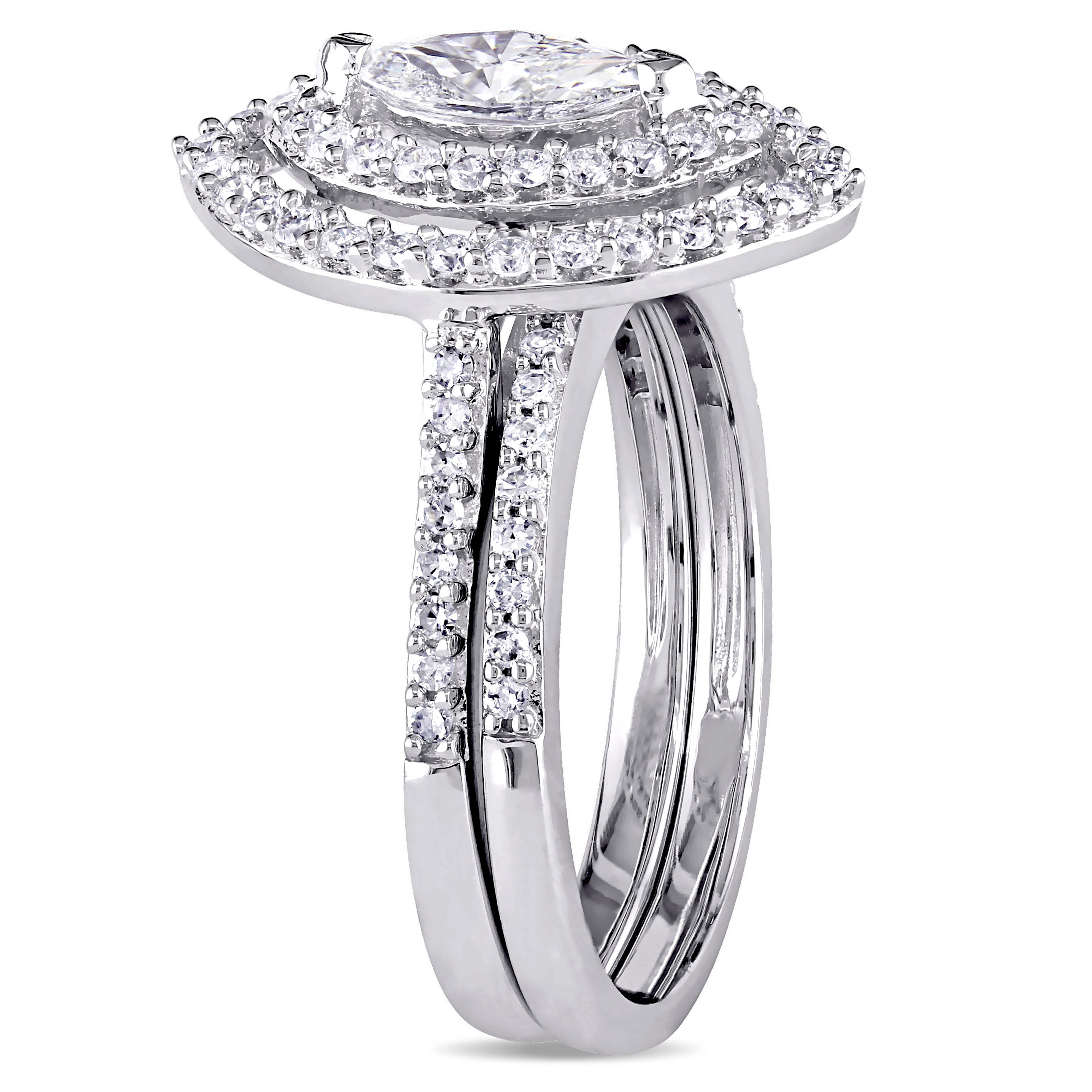 1 CT TW Marquise Halo Diamond Bridal Set in 14k White Gold