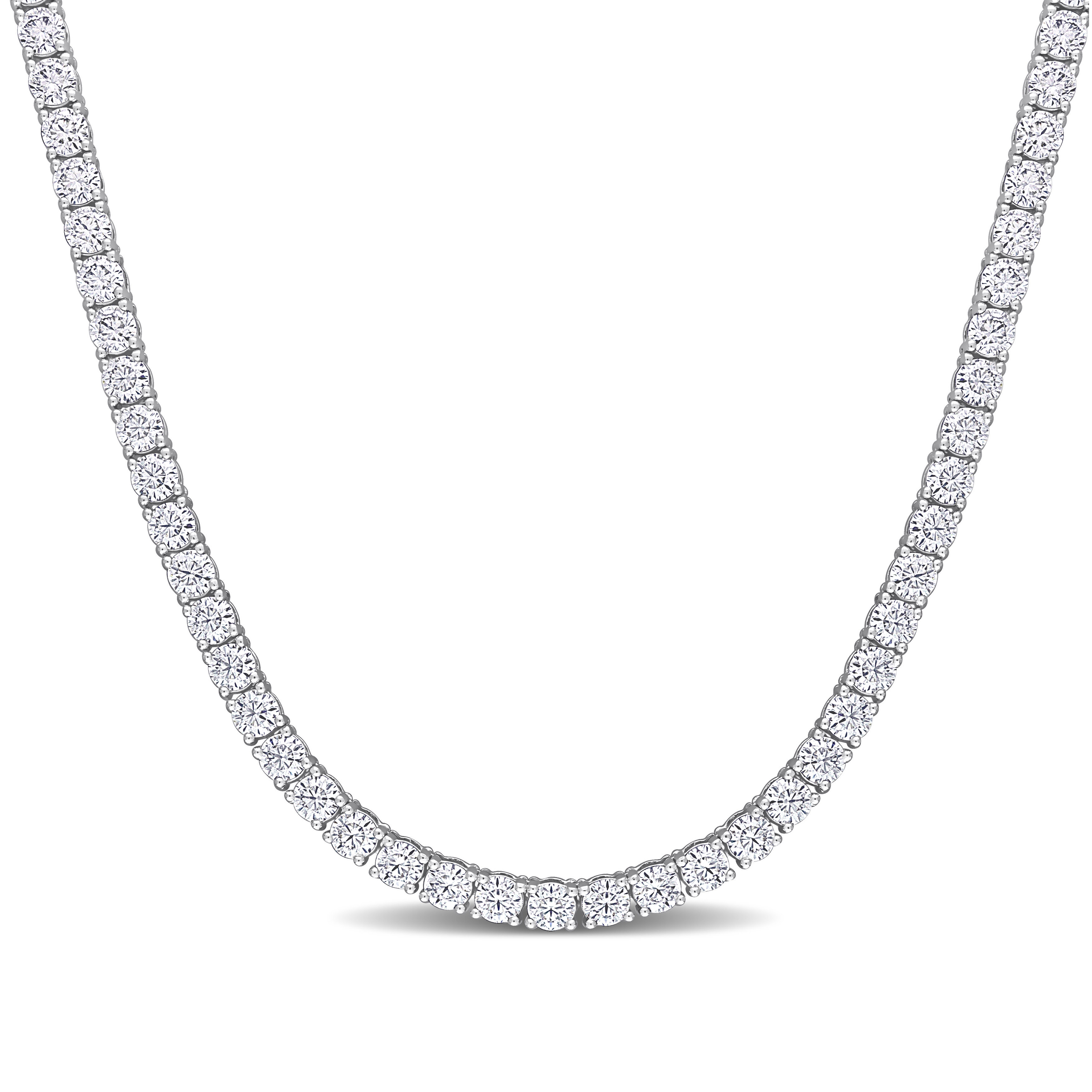 16 7/8 CT DEW Created Moissanite Tennis Necklace in 18k White Gold - 17 in.