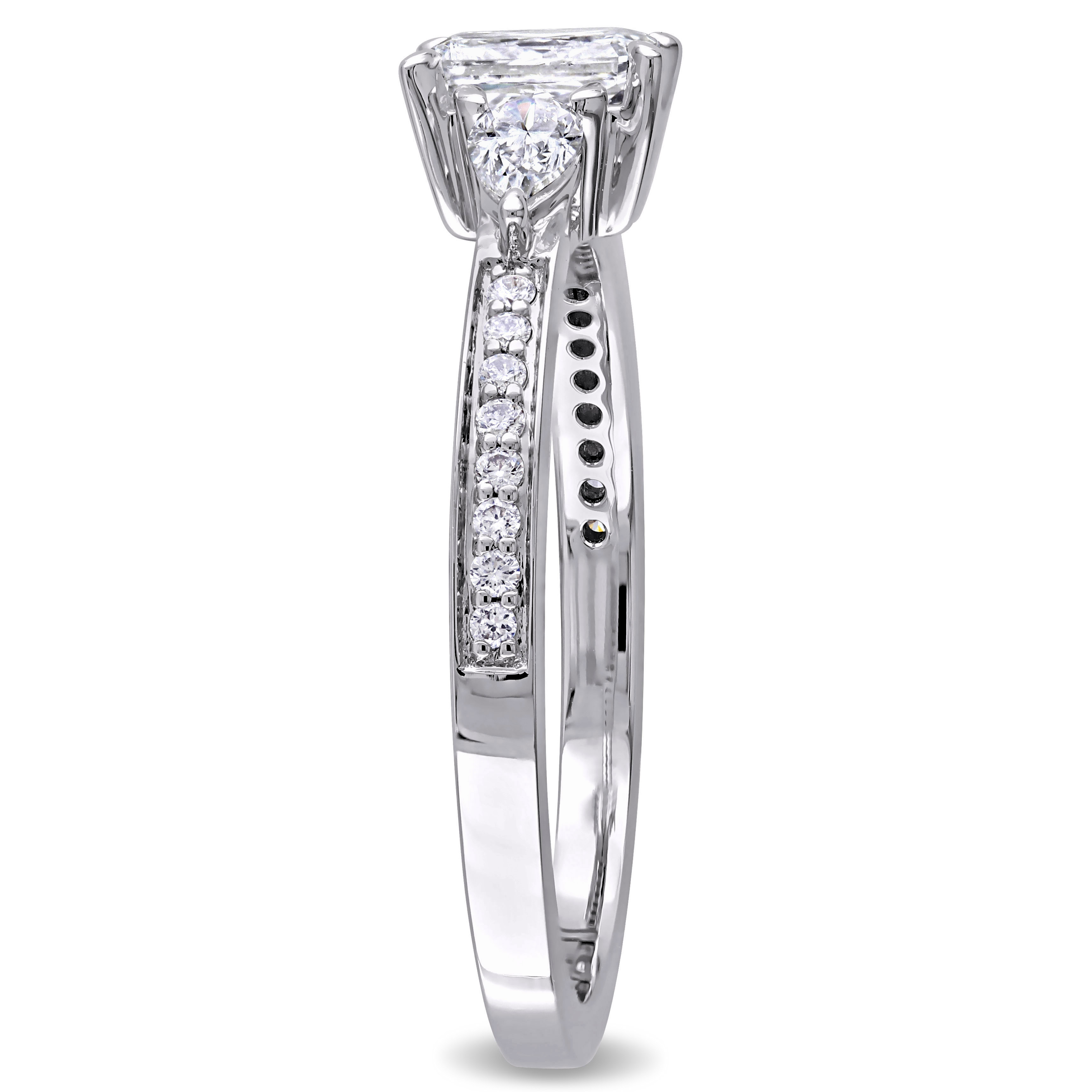 5/8 CT TW Radiant and Pear-cut 3-Stone Diamond Engagement Ring in 14k White Gold