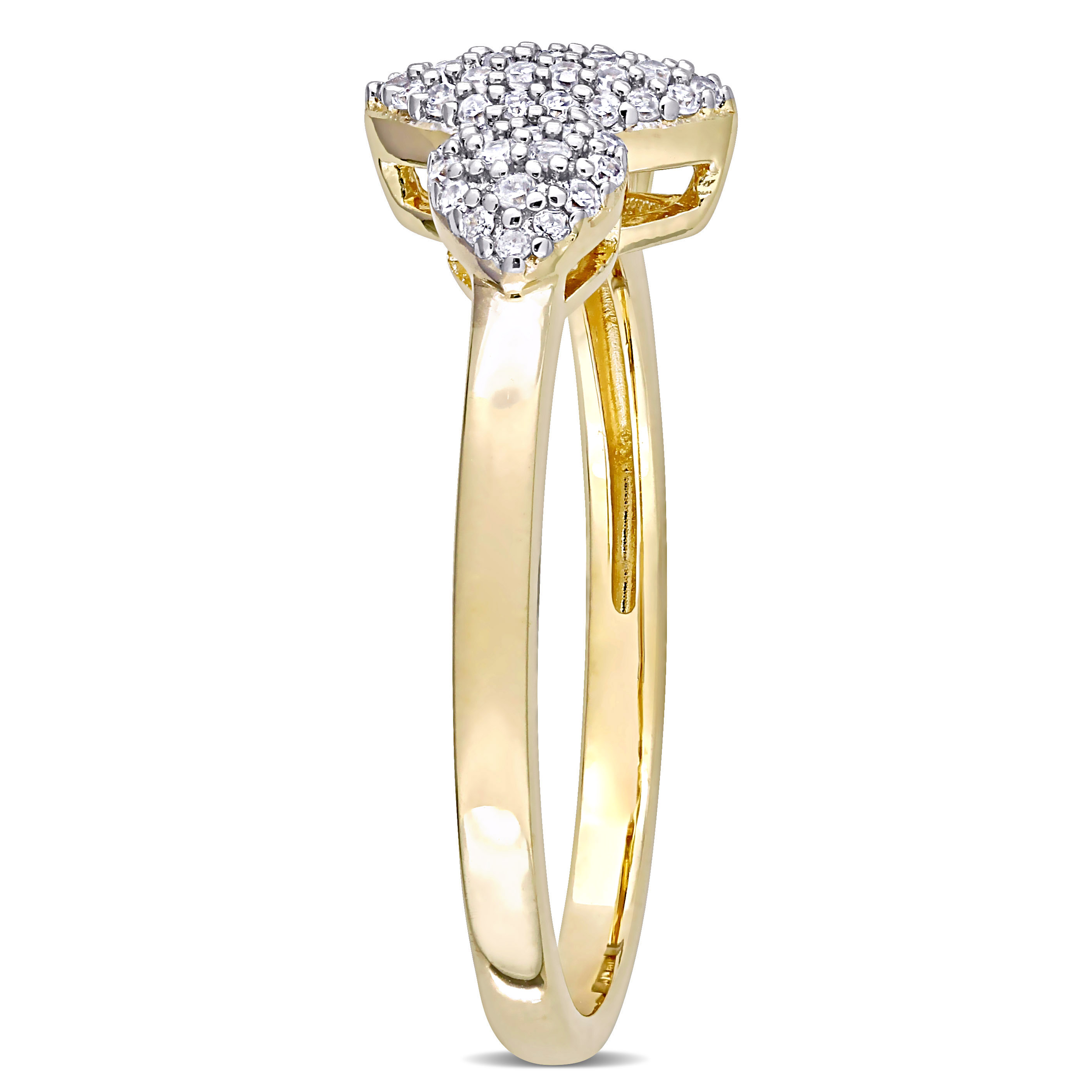 1/5 CT TW Diamond Marquise and Heart Shaped Cluster Ring in Yellow Plated Sterling Silver