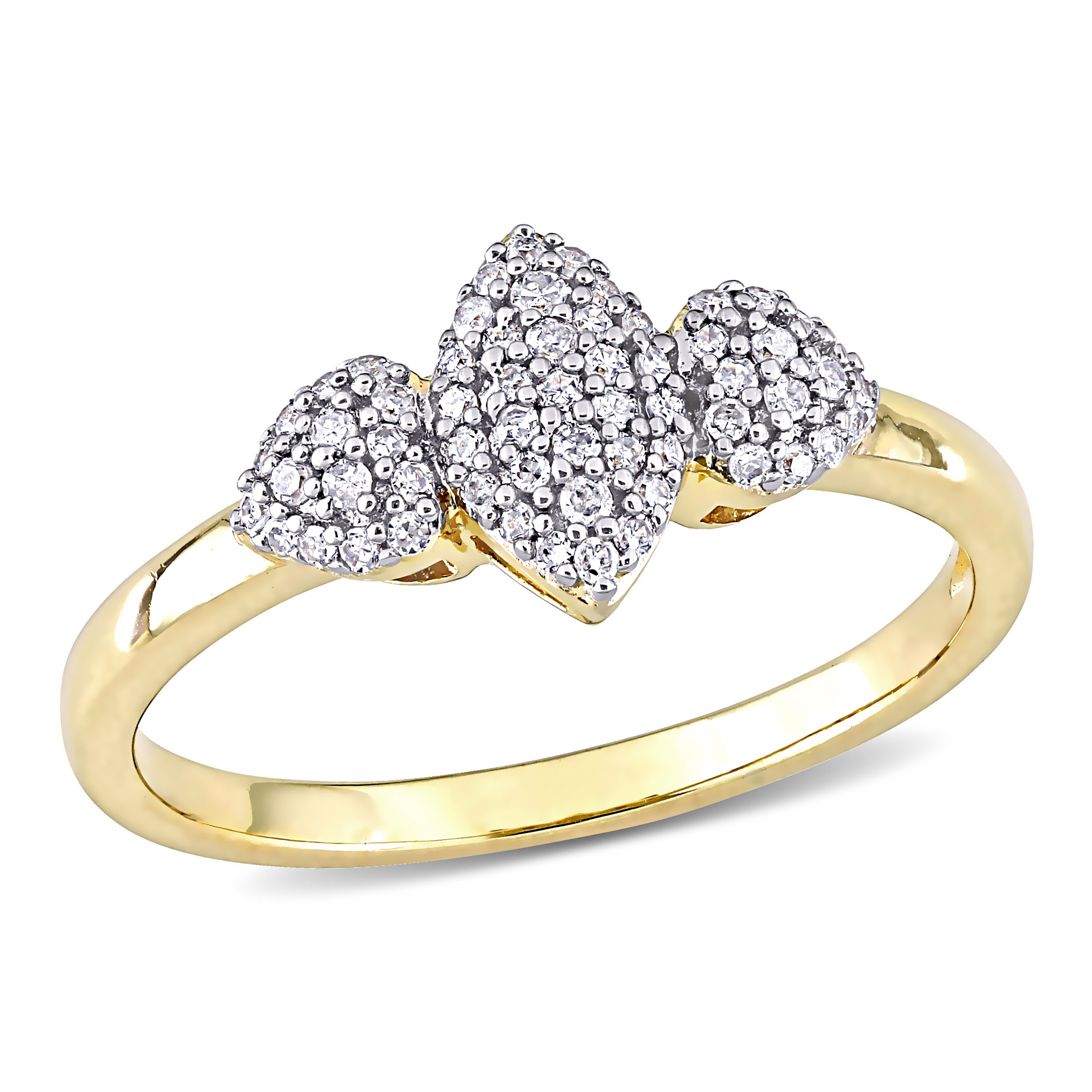 1/5 CT TW Diamond Marquise and Heart Shaped Cluster Ring in Yellow Plated Sterling Silver