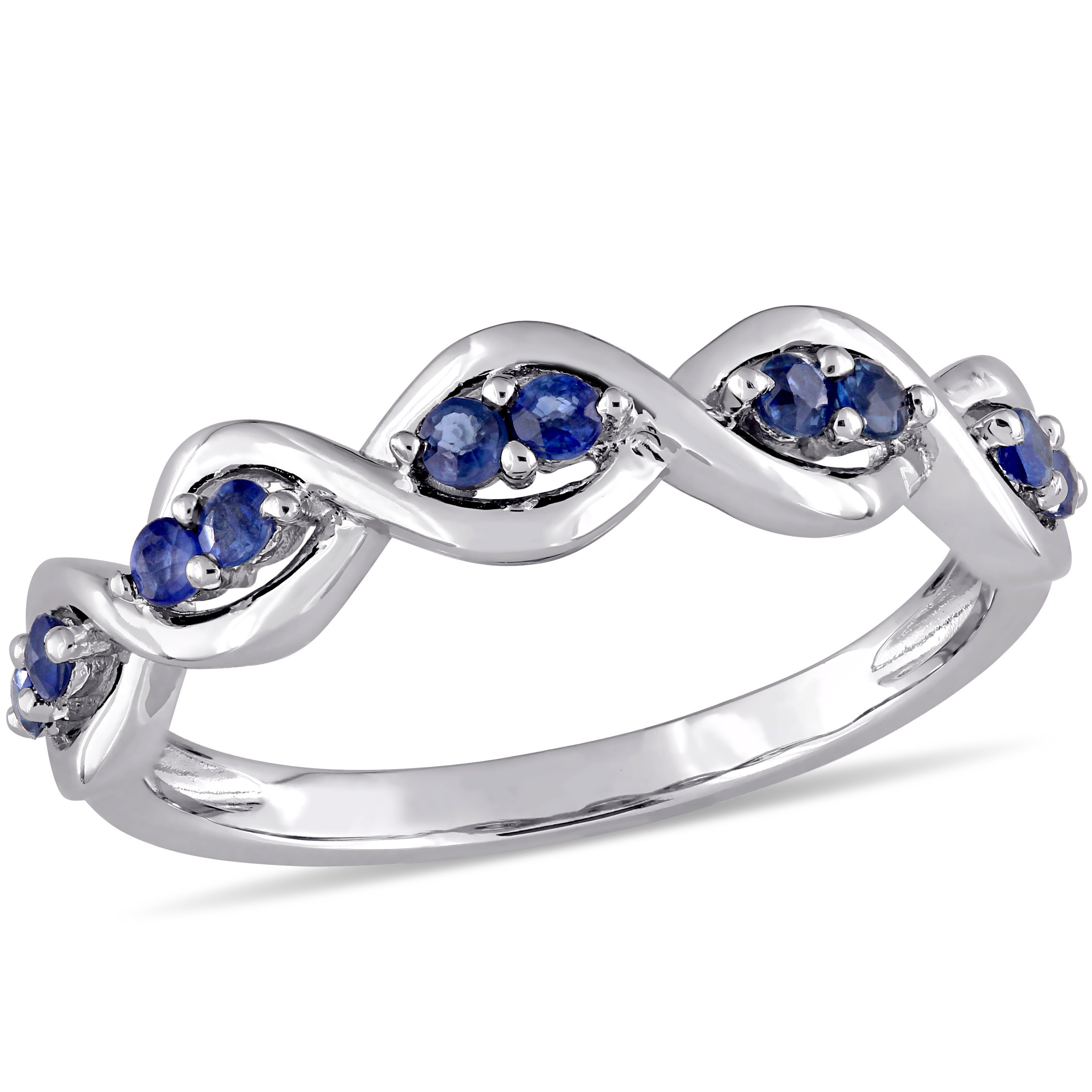 Sapphire Twisted Infinity Promise Ring in 14k White Gold