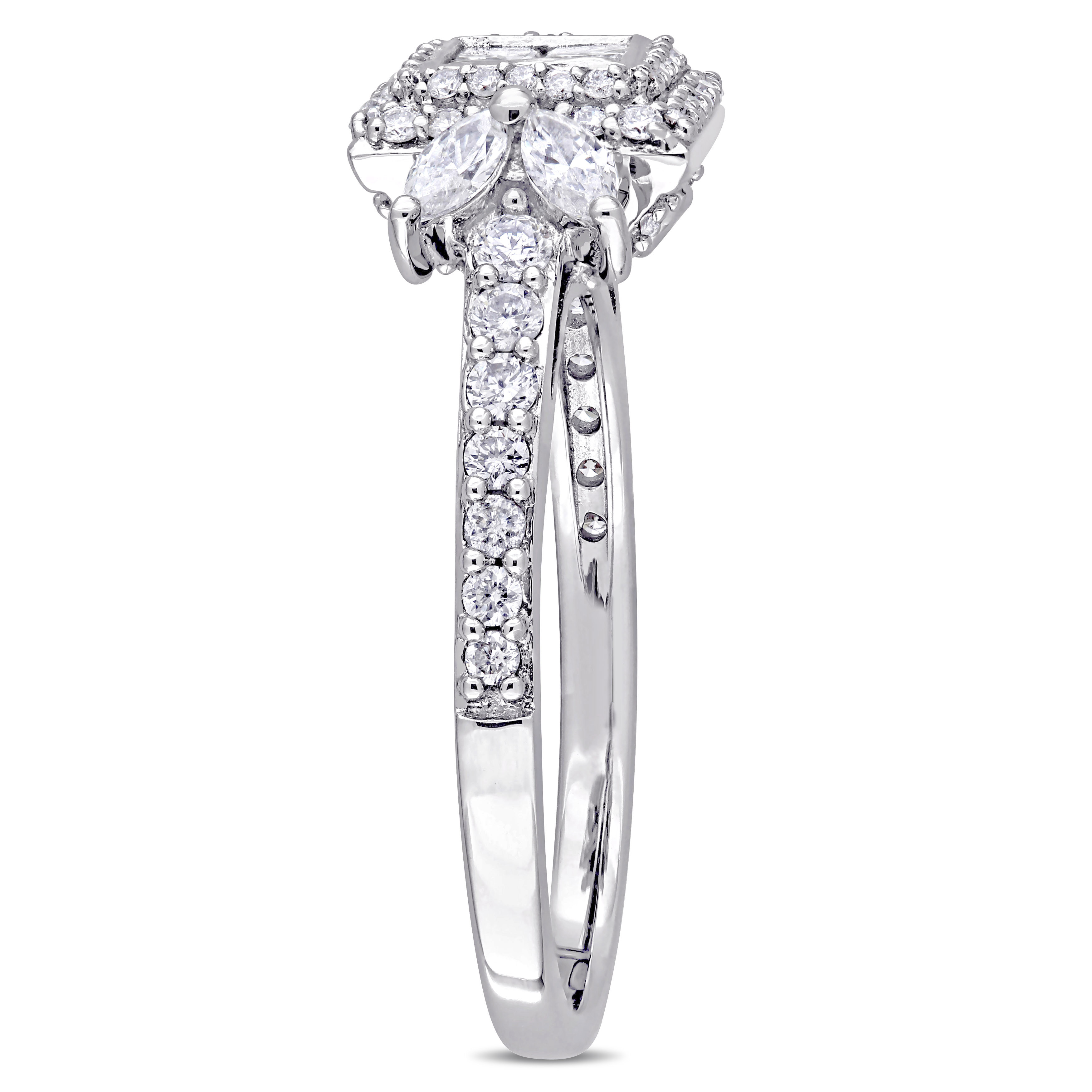 1 CT TW Princess-cut Diamond Quad Halo Engagement Ring in 14k White Gold