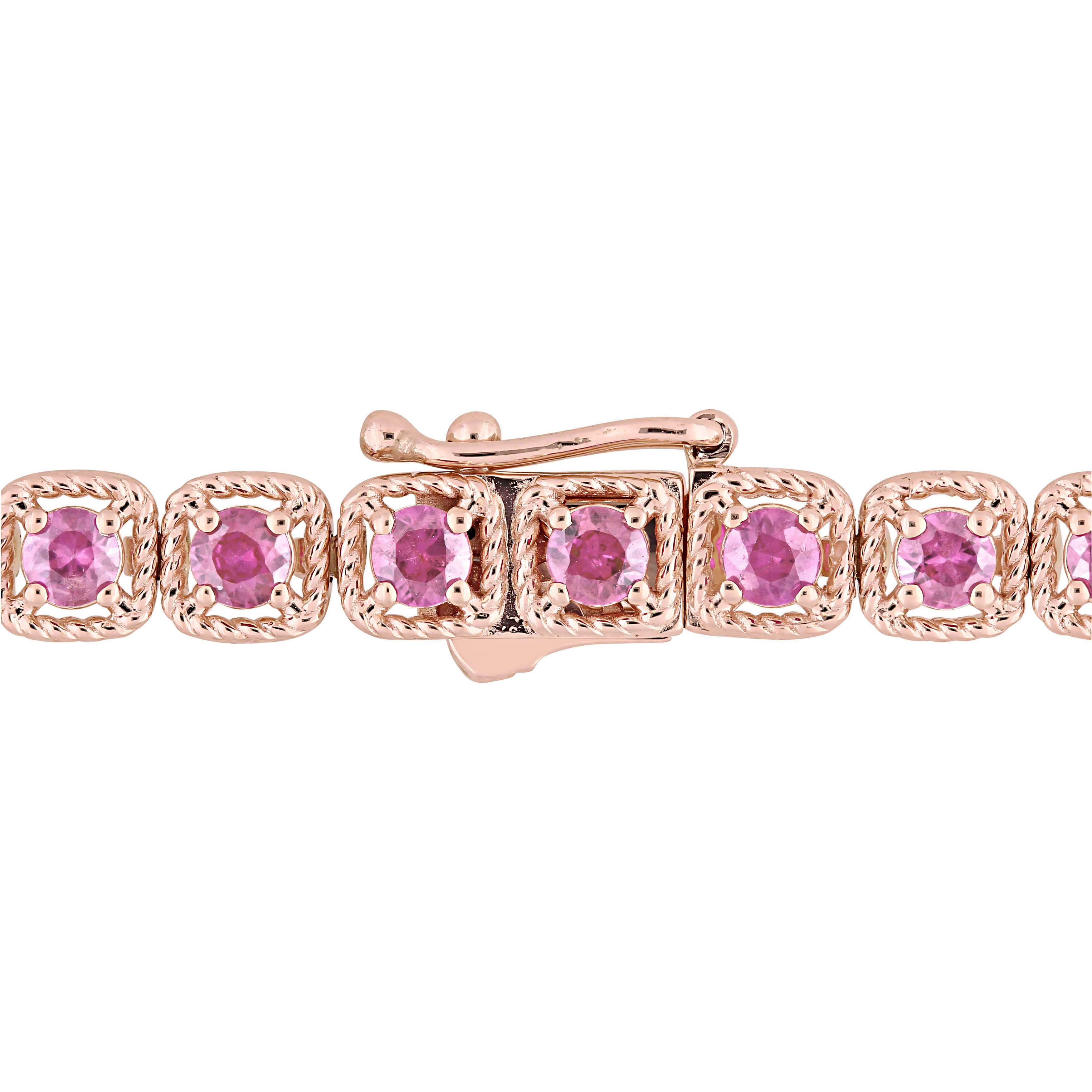 3 3/4 CT TGW Pink Sapphire Tennis Bracelet in 14K Rose Gold