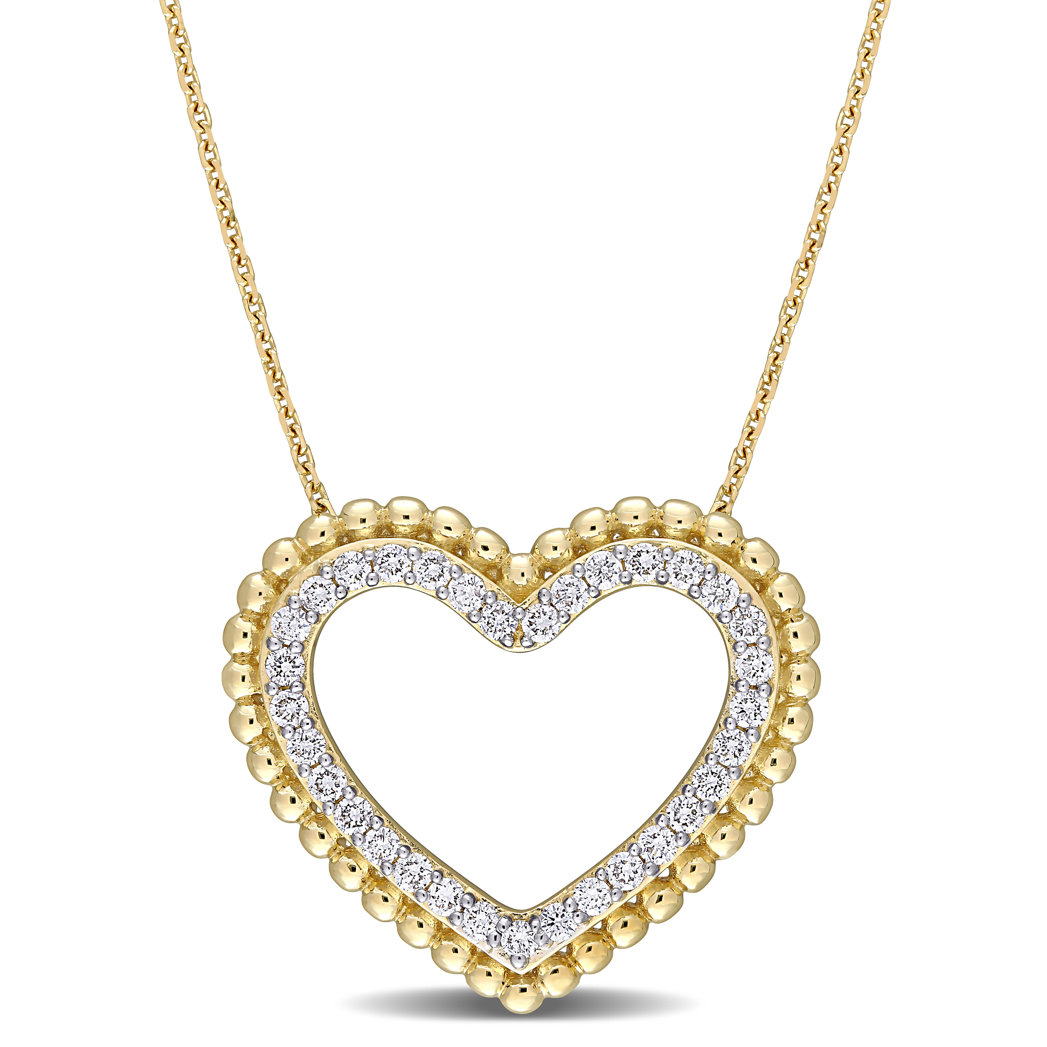 1/2 CT TW Diamond Heart Necklace in 14k Yellow Gold