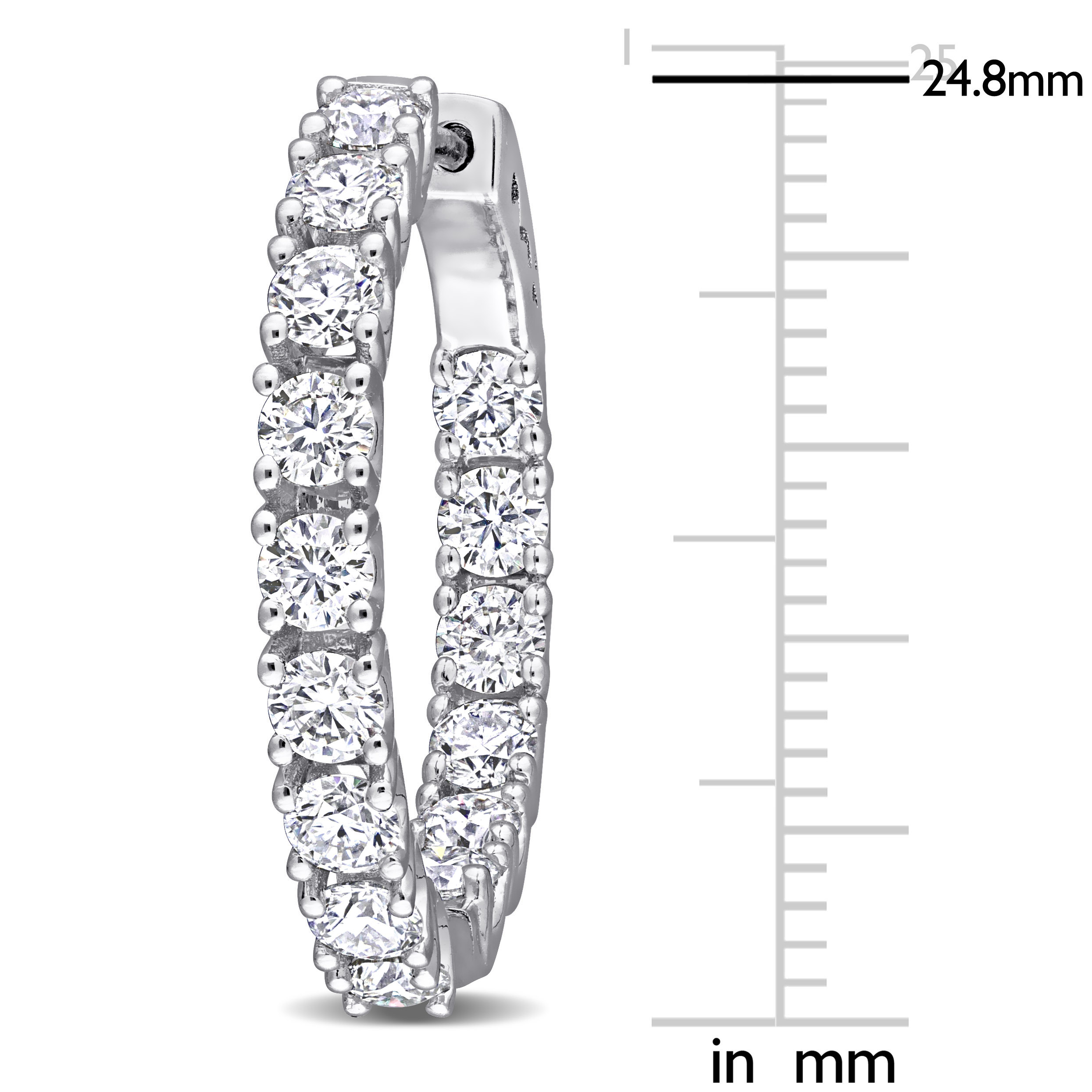 3ct DEW Created Moissanite Inside-Outside Hoop Earrings in Sterling Silver