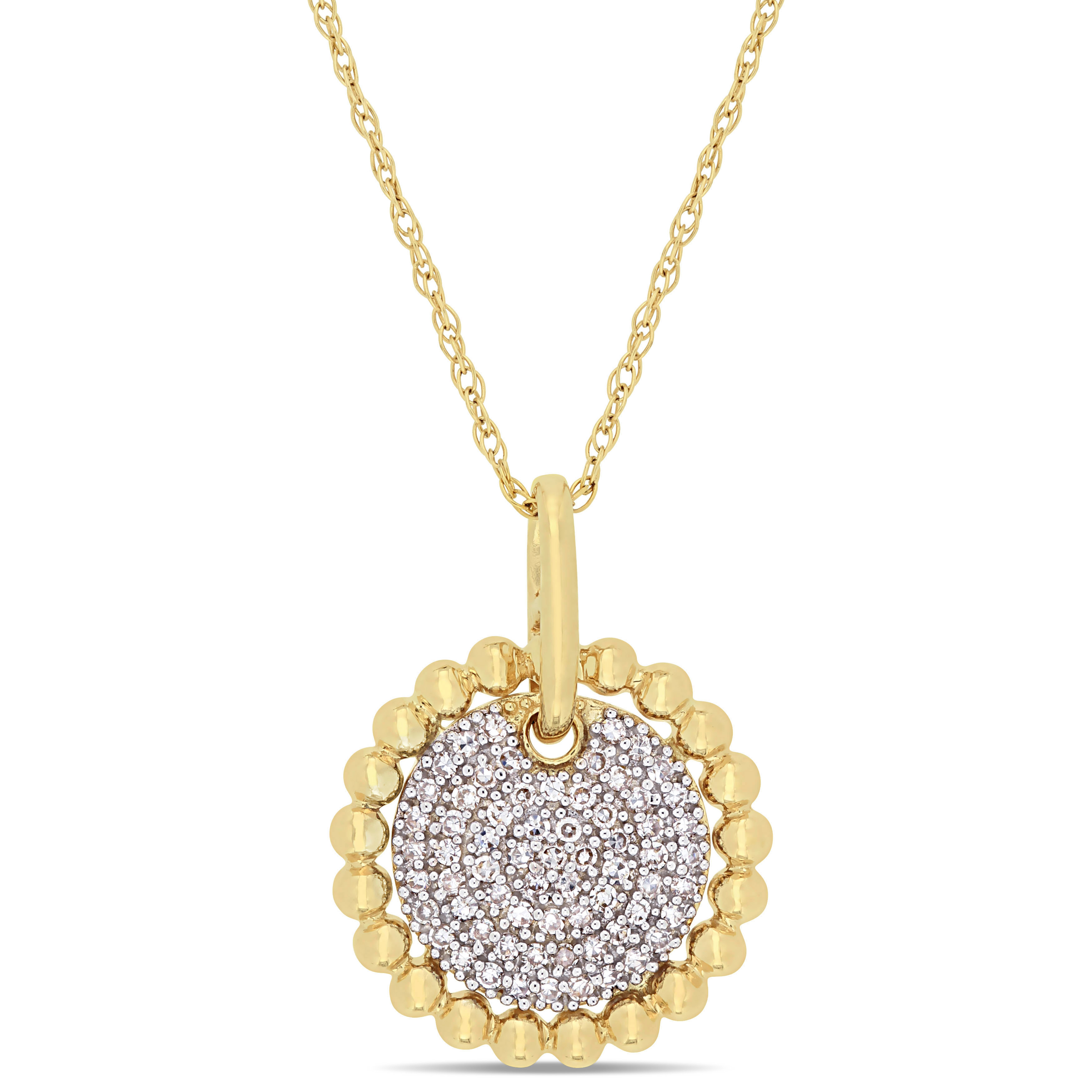 1/5 CT TW Diamond Cluster Pendant with Chain in 10k Yellow Gold