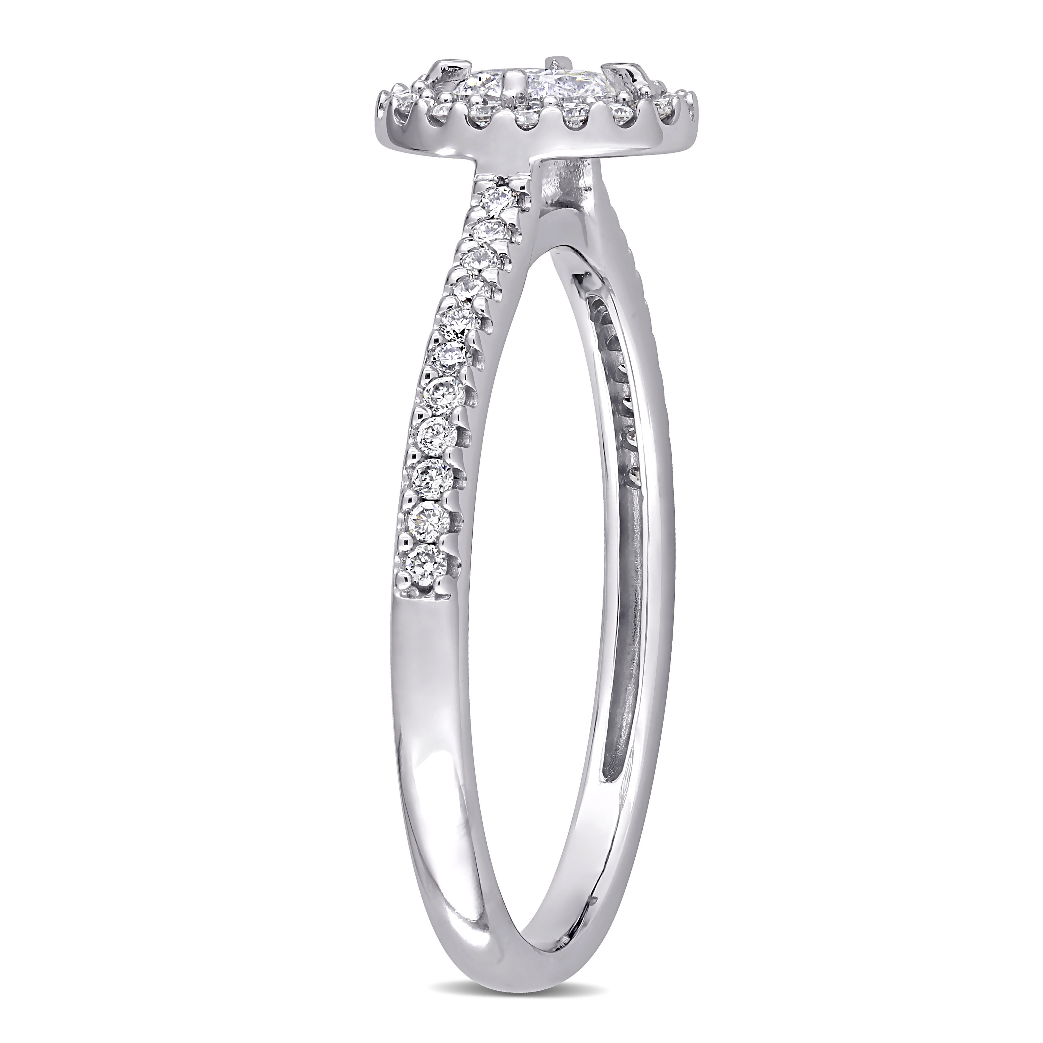 1/2 CT TW Oval-Cut Diamond Floating Halo Engagement Ring in 14k White Gold