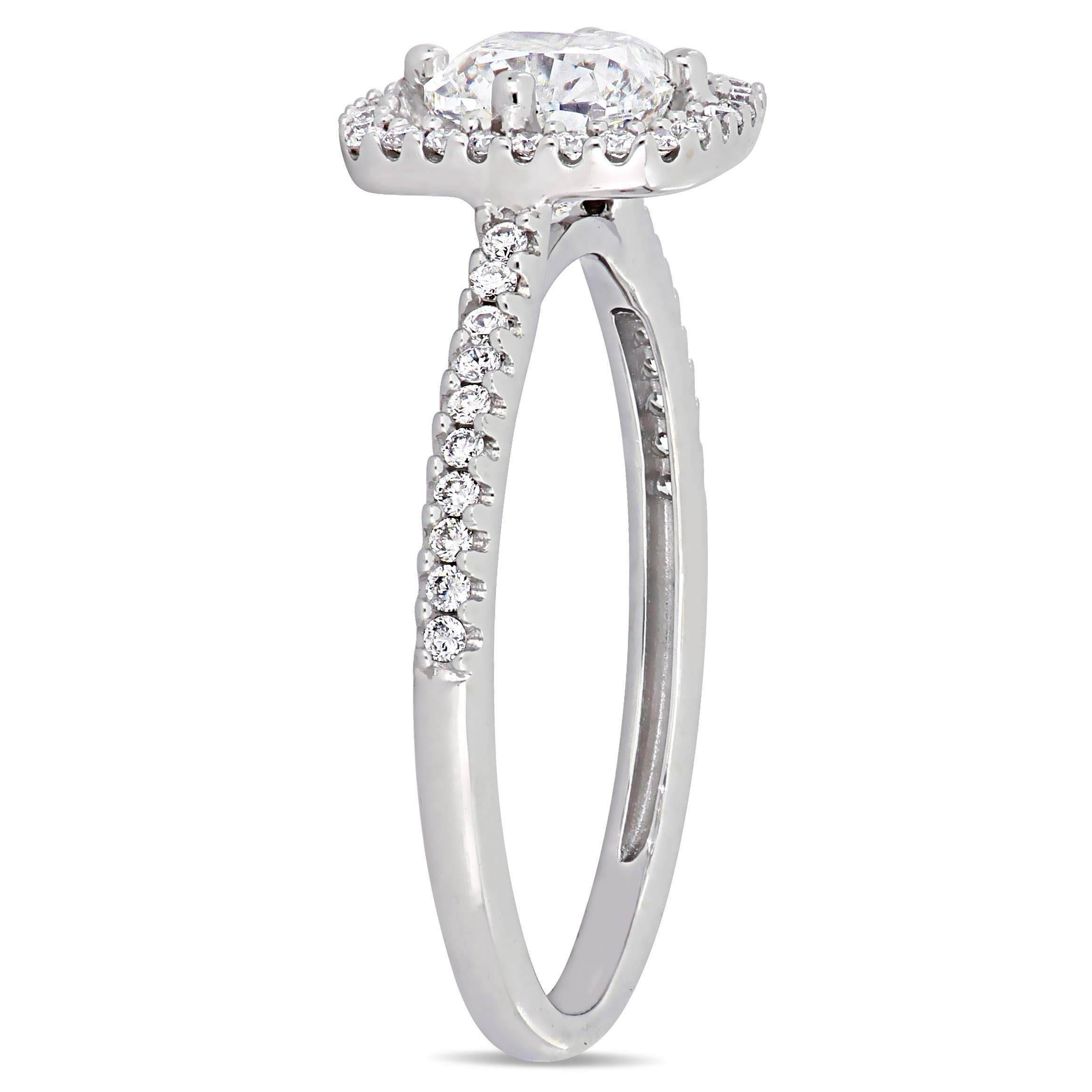 1 1/5 CT TW Cushion-Cut Diamond Floating Halo Engagement Ring in 14k White Gold