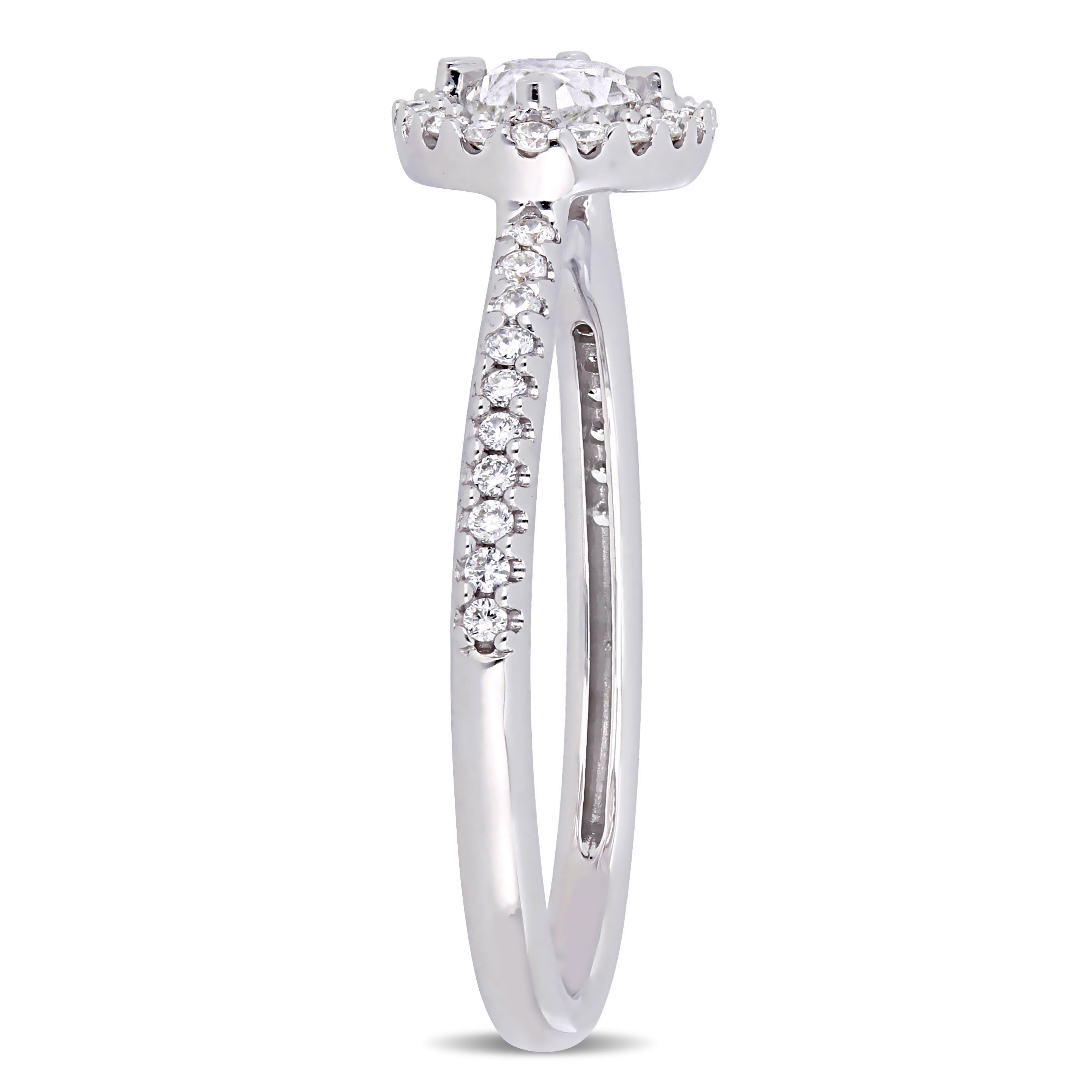 3/4 CT TW Oval-Cut Diamond Floating Halo Engagement Ring in 14k White Gold