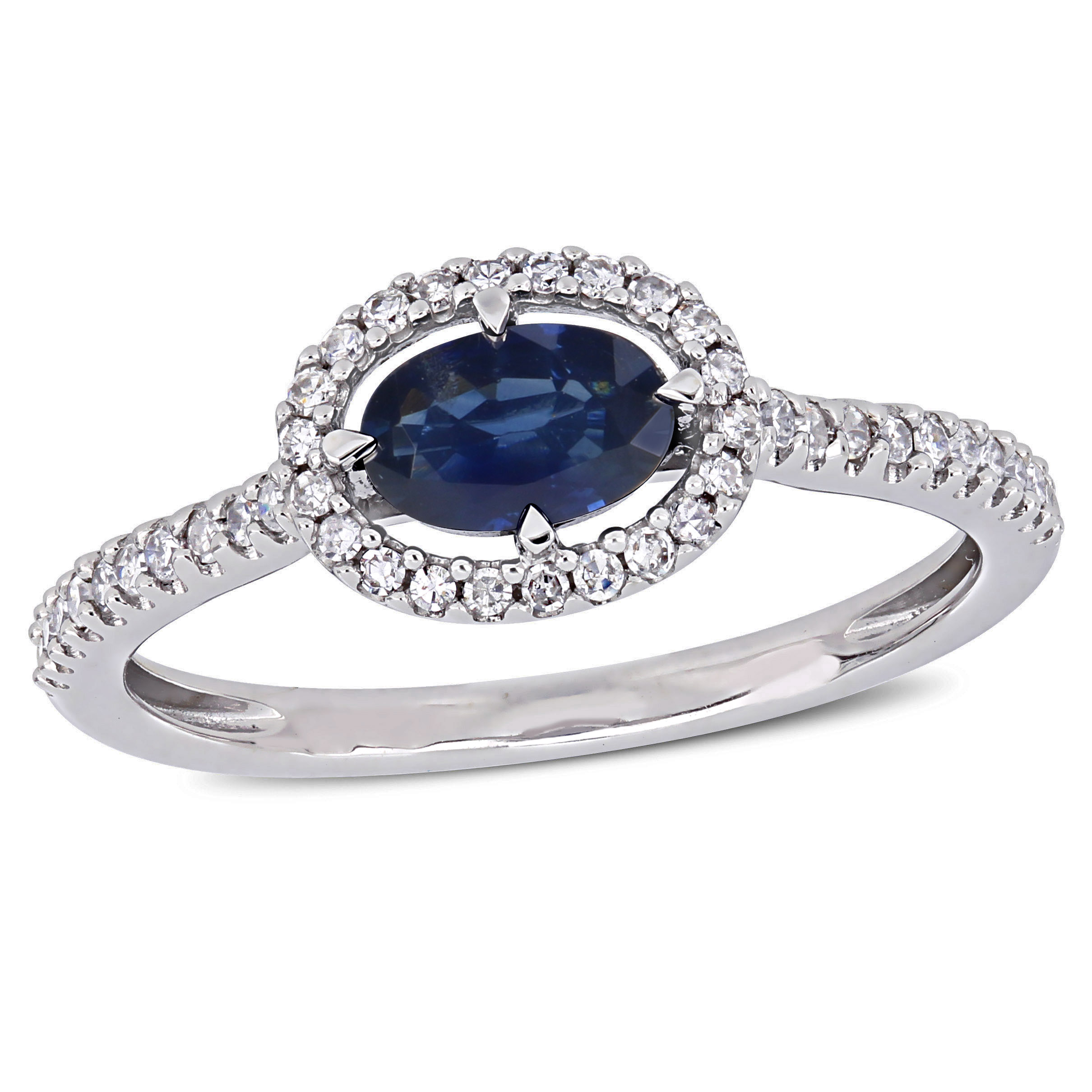 5/8 CT TGW Sapphire and 1/5 CT TW Diamond Floating Halo Ring in 14k White Gold