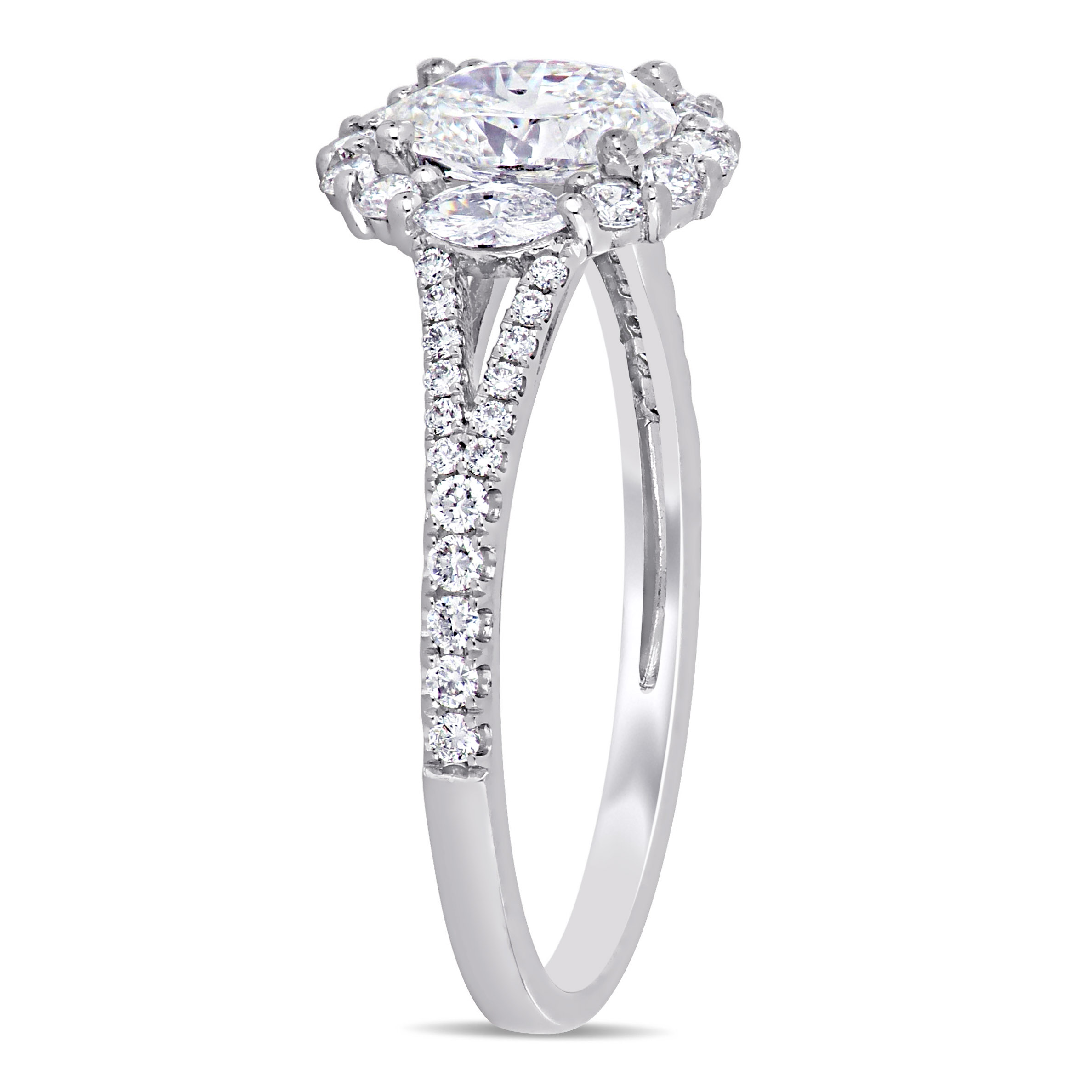 1 1/8 CT TW Diamond Halo Engagement Ring in 14k White Gold