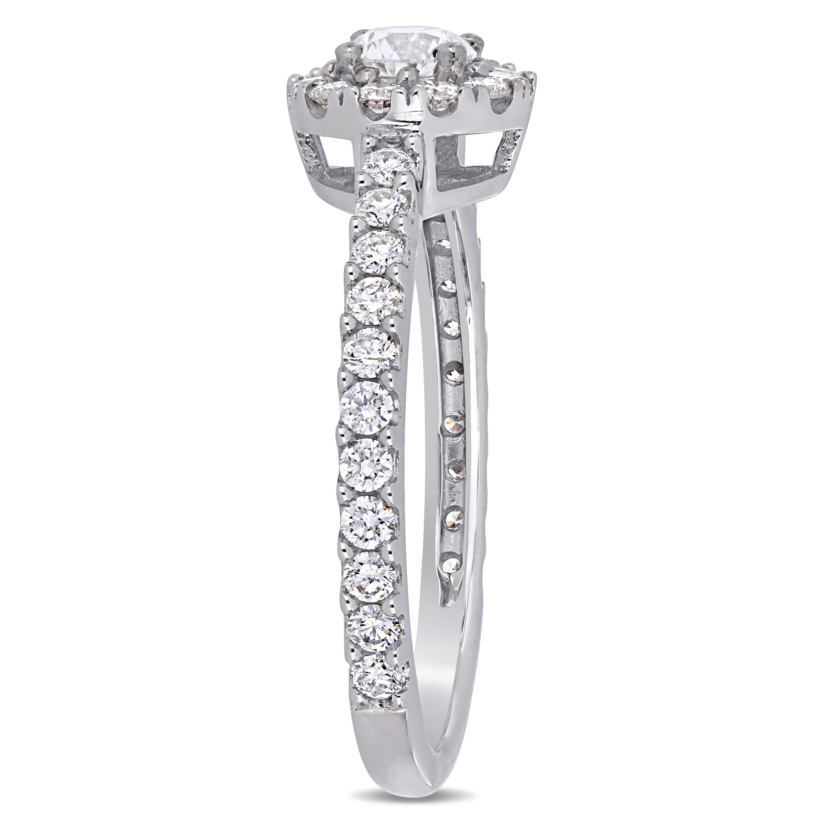 1 CT TW Round-Cut Diamond Halo Engagement Ring in 14k White Gold