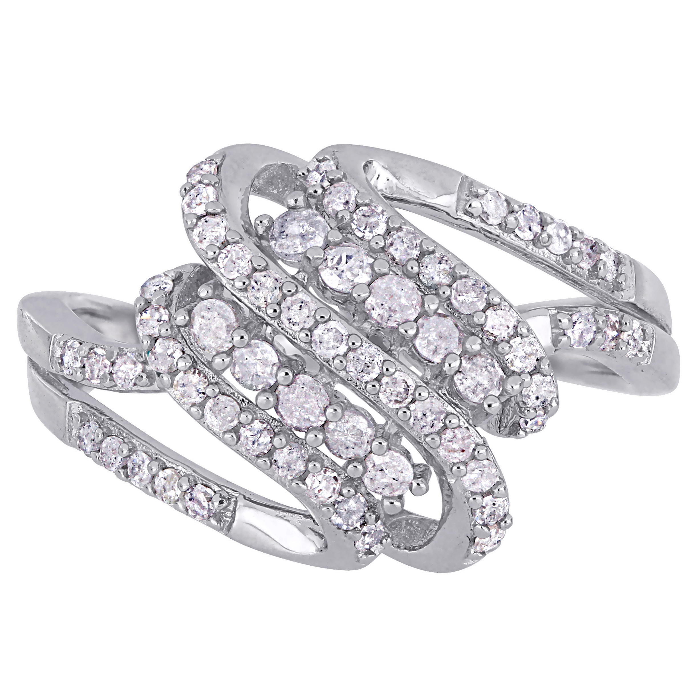 Sterling Silver Diamond Crossover Split Shank Ring | eBay