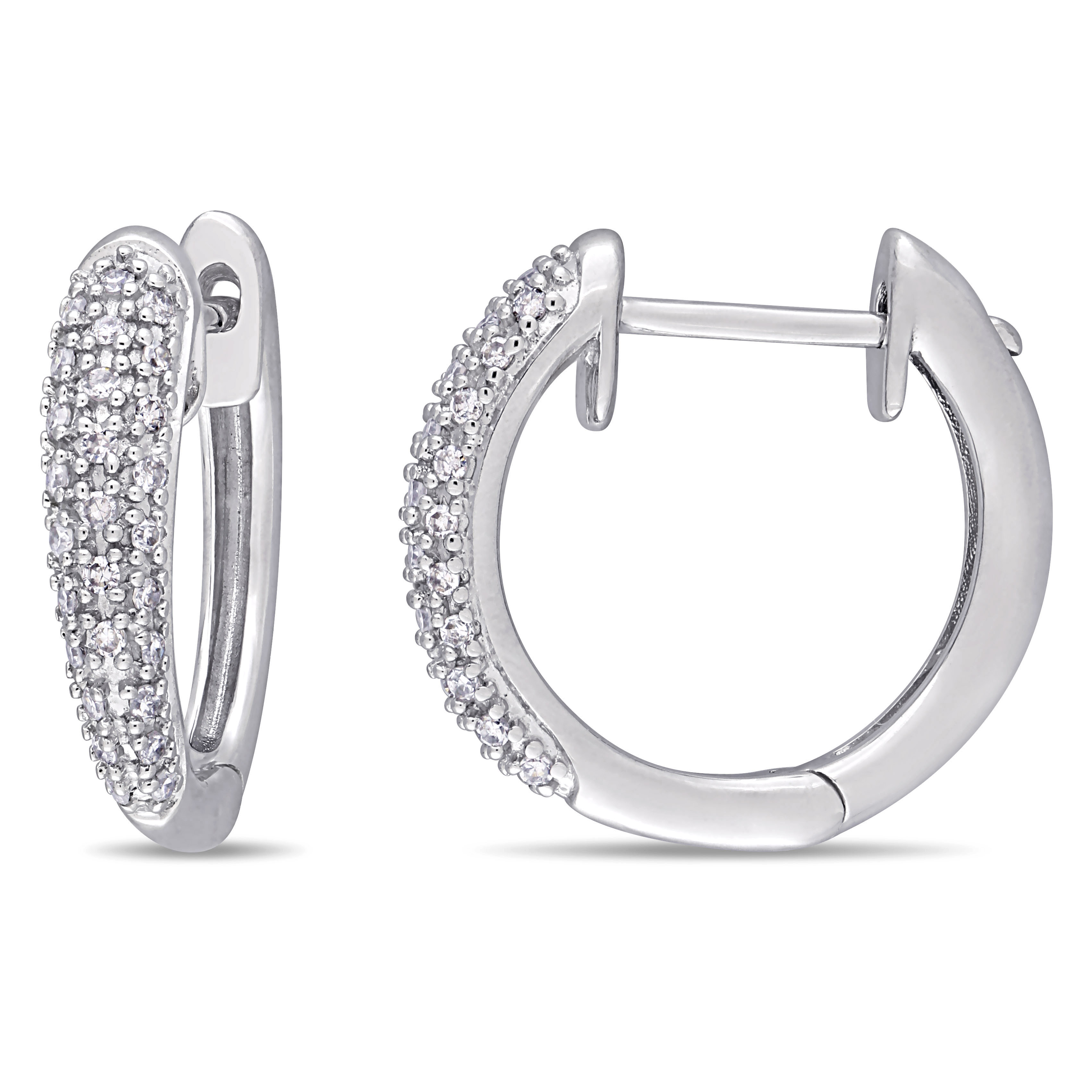 1/4 CT TW Diamond Hoop Earrings in 14k White Gold