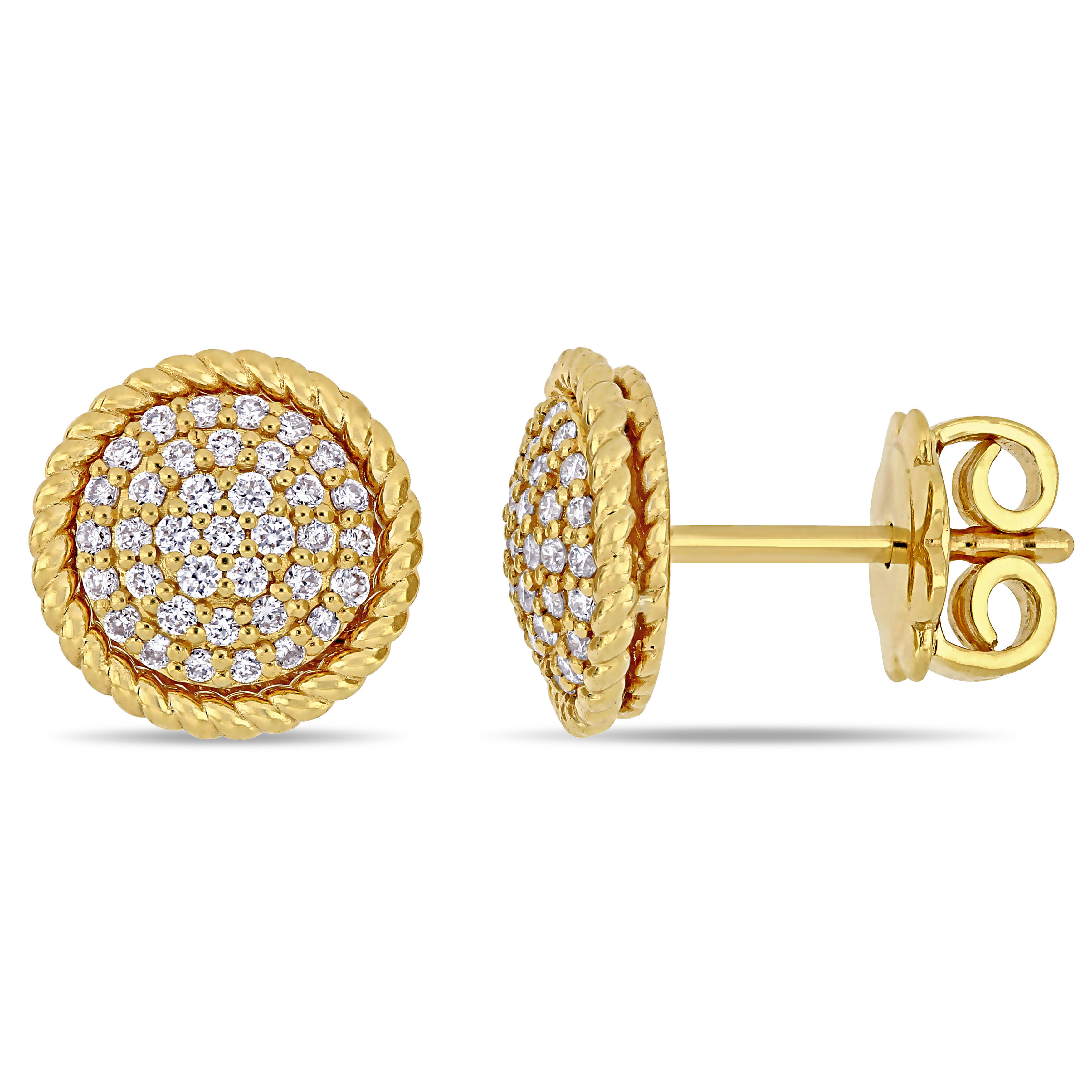 1/3 CT TW Diamond Circular Stud Earrings in 14k Yellow Gold