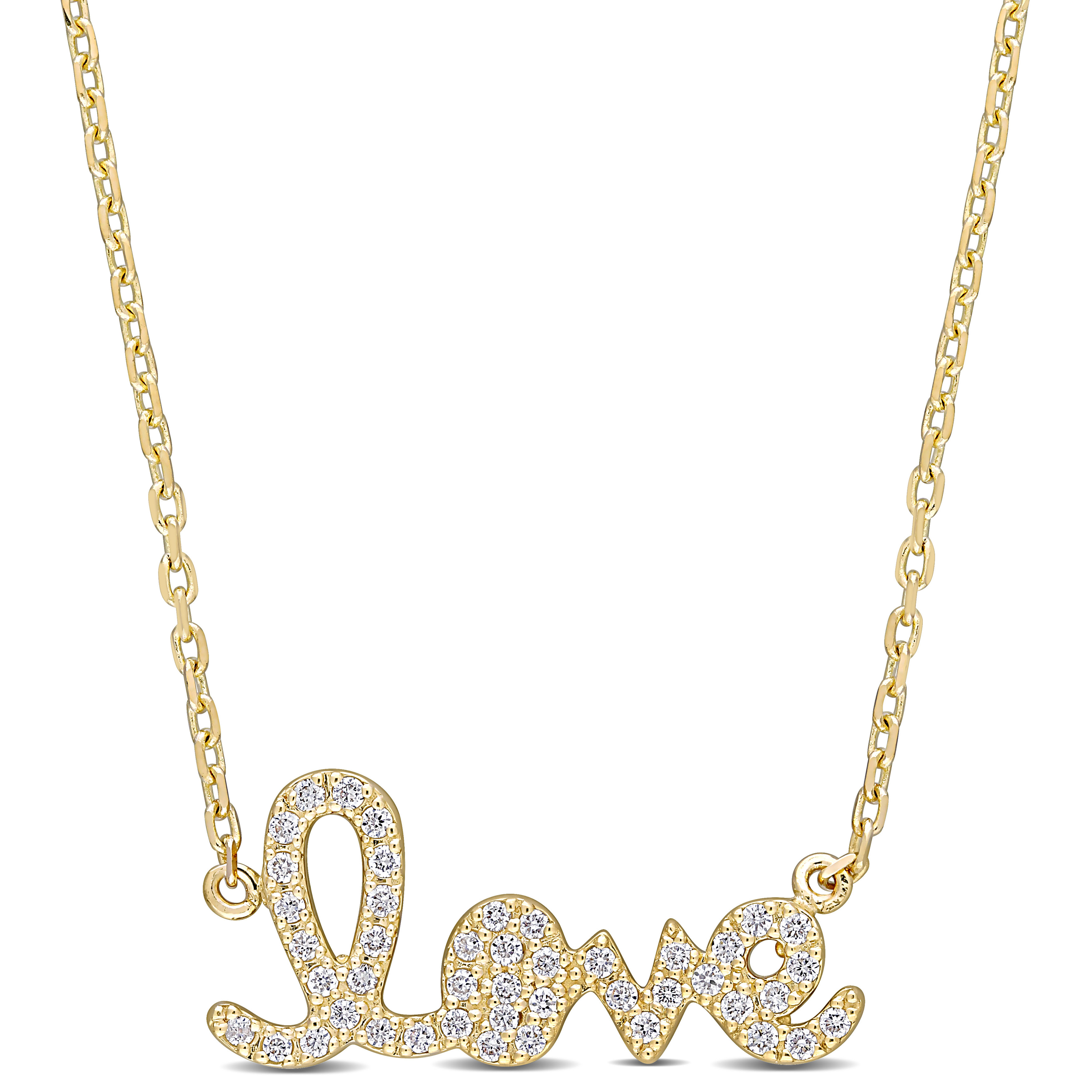 1/4 CT Diamond TW Love 17" Necklace in 14k Yellow Gold