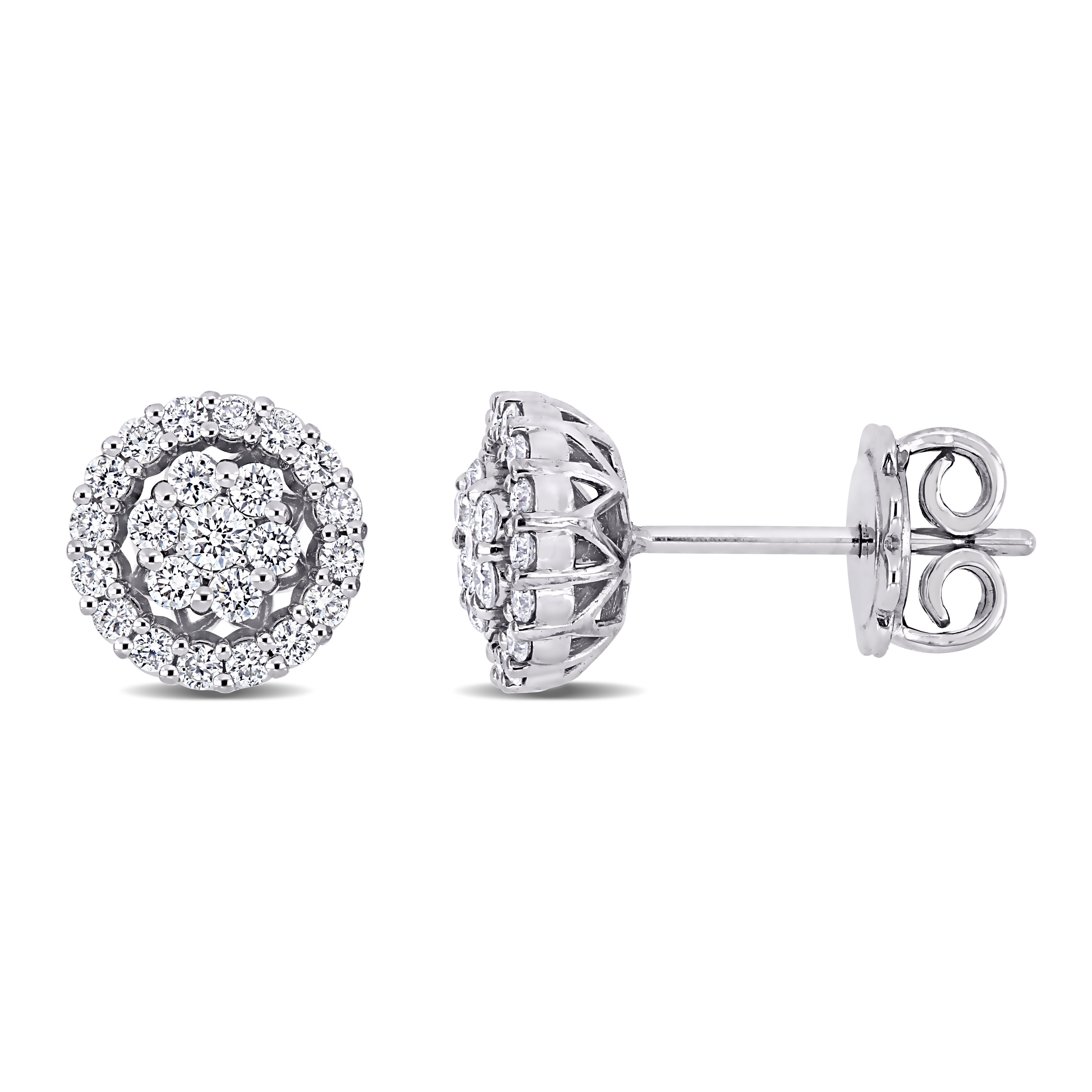 1/2 CT TDW Diamond Halo Stud Earrings in 14k White Gold