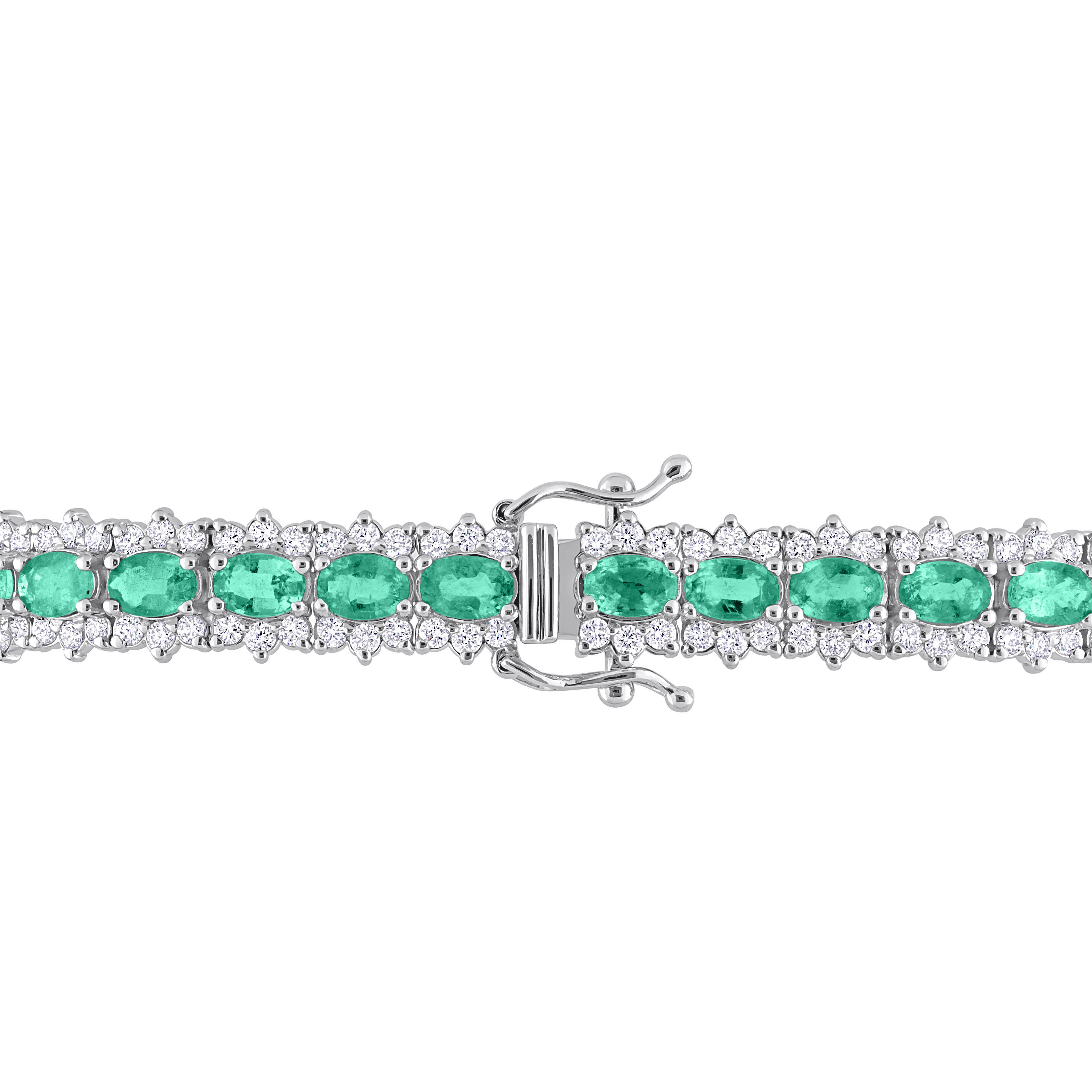 7 CT TGW Emerald and 2 1/2 CT TW Diamond Tennis Bracelet in 14k White Gold - 7.5 in.