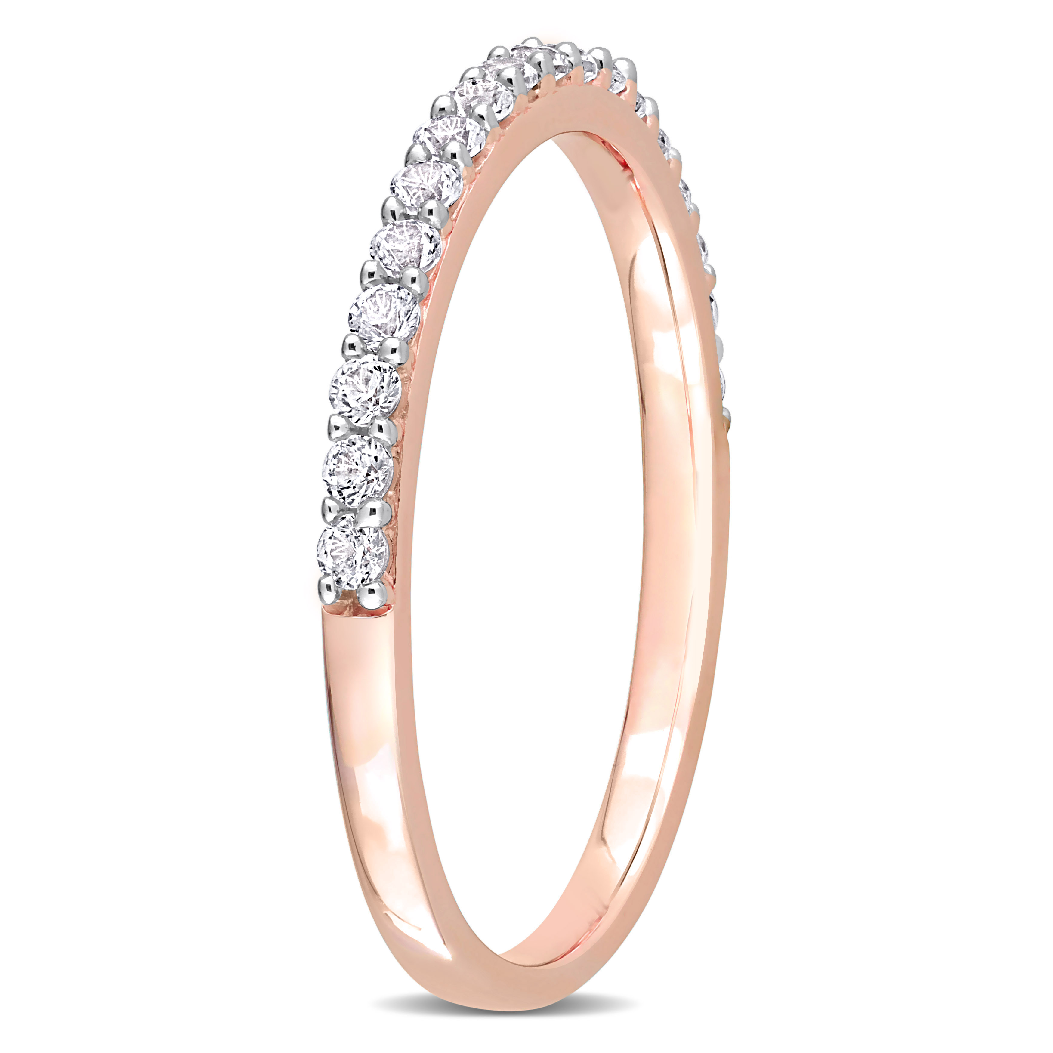 3/8 CT TGW Created White Sapphire Semi-Eternity Ring in 10k Rose Gold