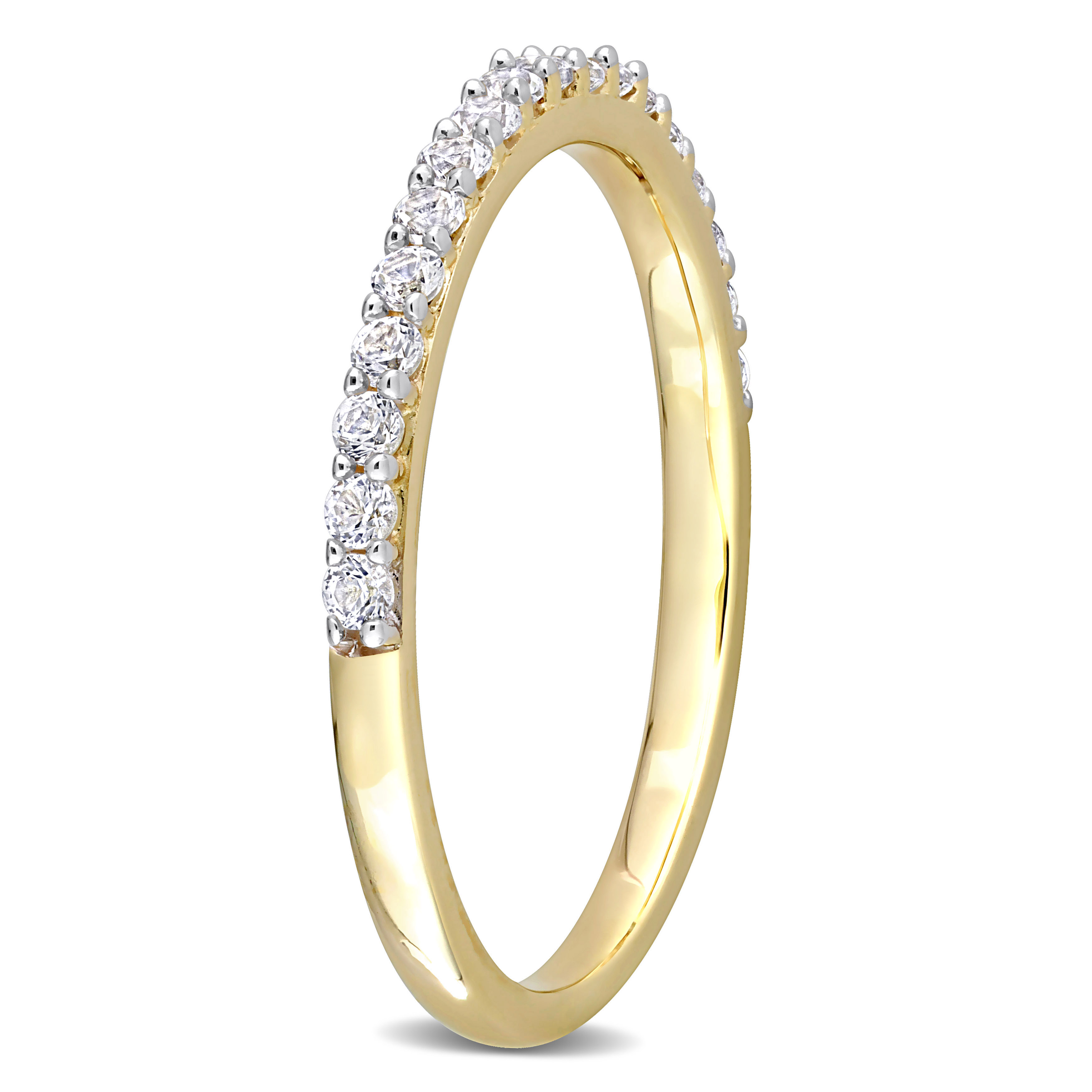 3/8 CT TGW Created White Sapphire Semi-Eternity Ring in 10k Yellow Gold